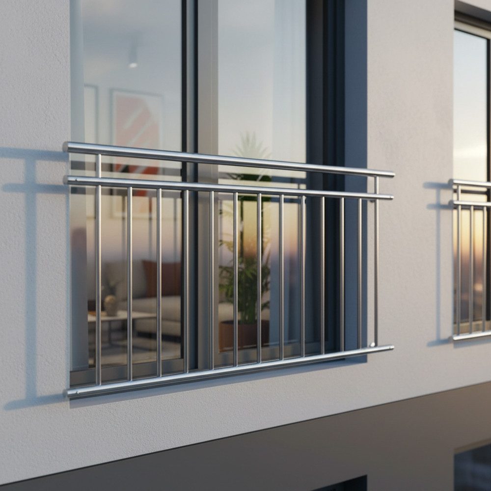 Melko Brüstungsgeländer Geländer Treppengeländer Balkongitter Balkongeländer aus V2A Edelstahl, 156 cm Länge, 90 cm Höhe, Stück, V2A Edelstahl