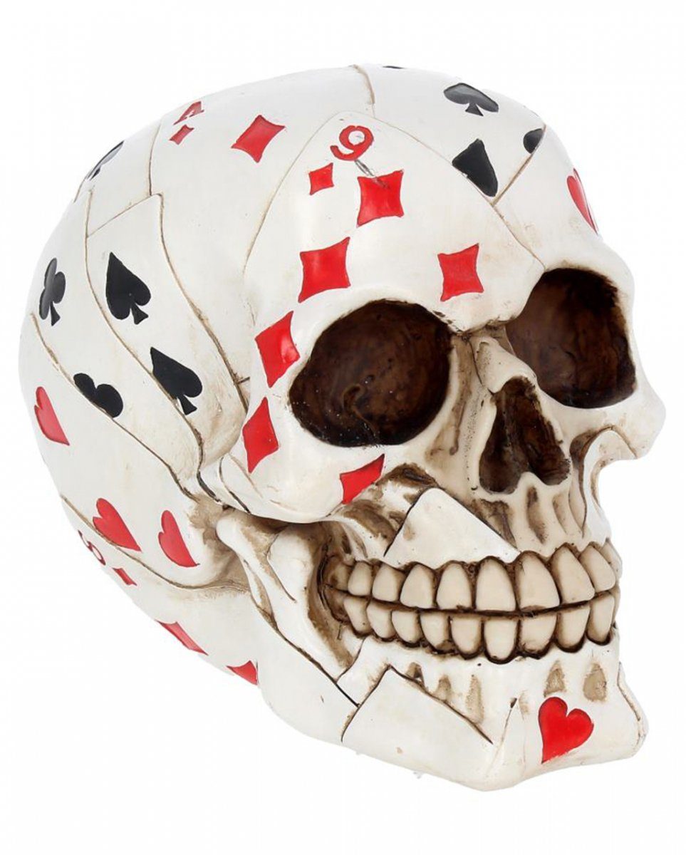 mit Design Horror-Shop Pokerkarten Totenschädel Dekofigur