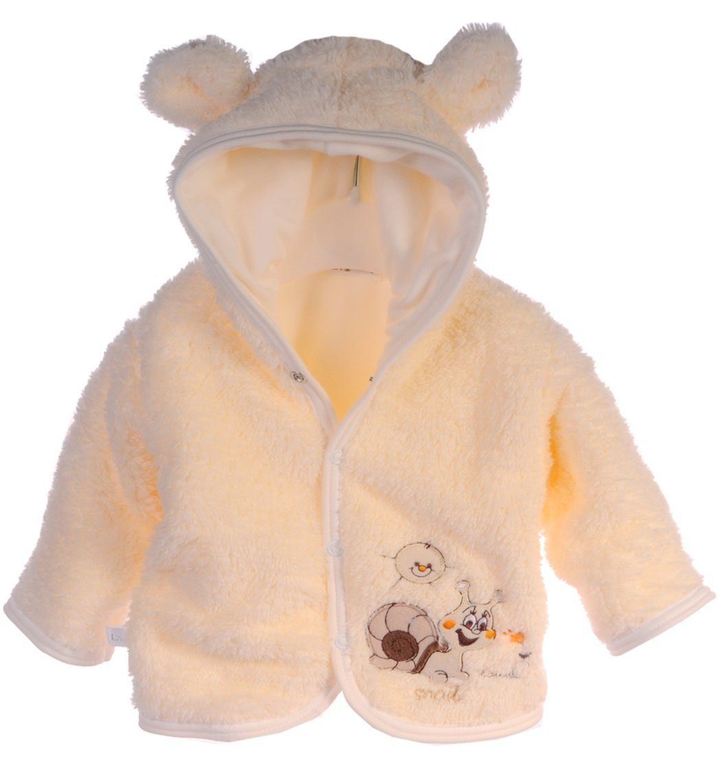 La Bortini Fleecejacke Baby Jacke Übergangsjacke Fleecejacke in Creme mit Schnecke kuschelig, weich, warm, aus Fleece-Stoff, 50 56 62 68 74