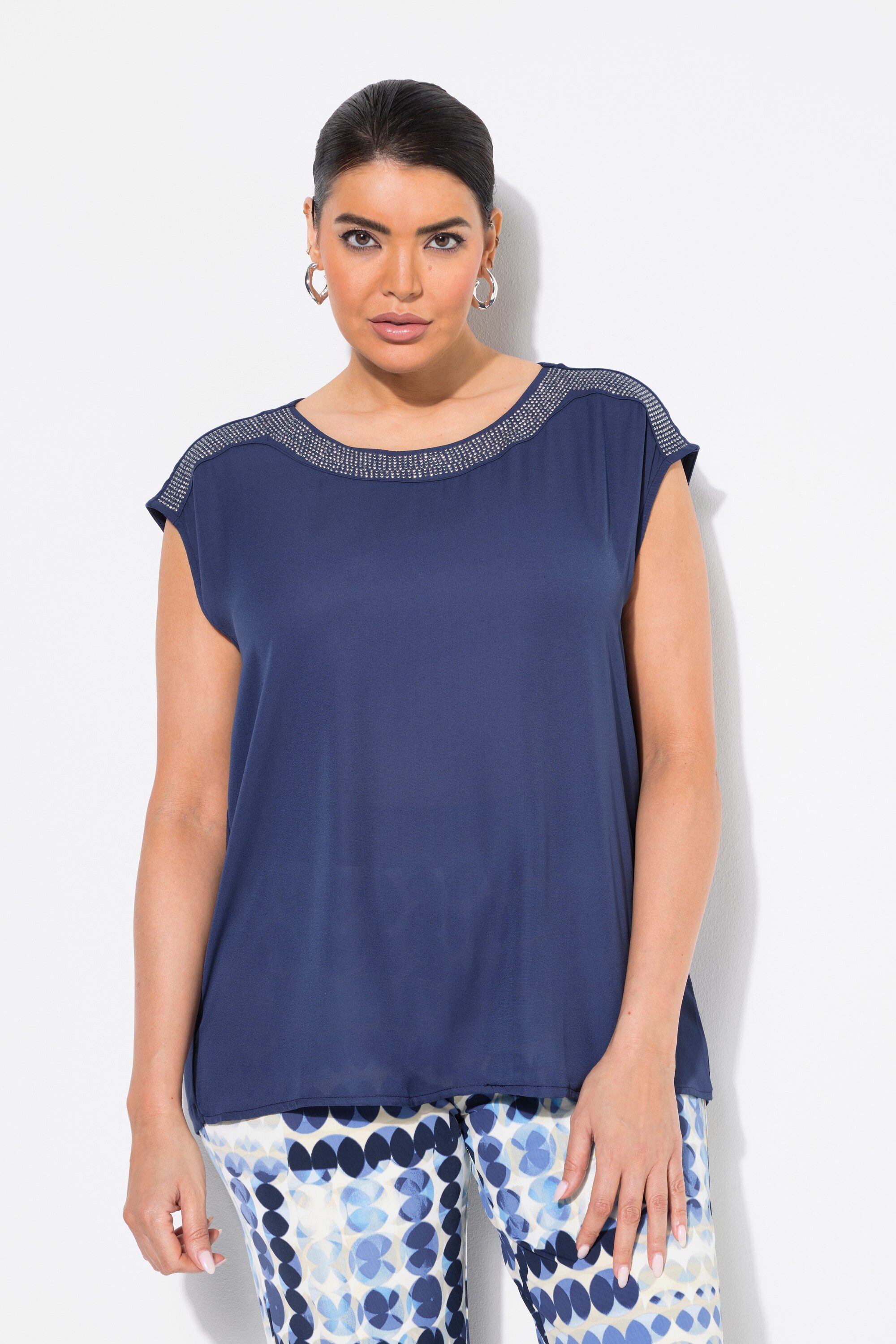 Ulla Popken T-Shirt Shirt Ziersteine Rundhals günstig online kaufen