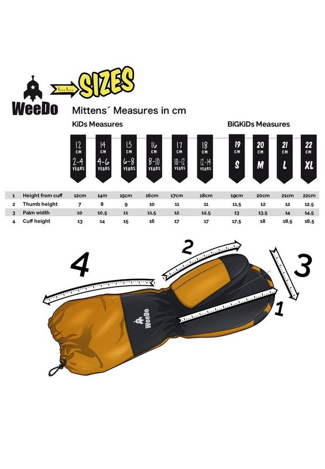 WeeDo Fäustlinge DEVILDO Teufelchen nachhaltig produziert, passend zum  Schneeanzug, für Mädchen und Jungen, Warm und trocken dank wasserdichtem  Materialmix