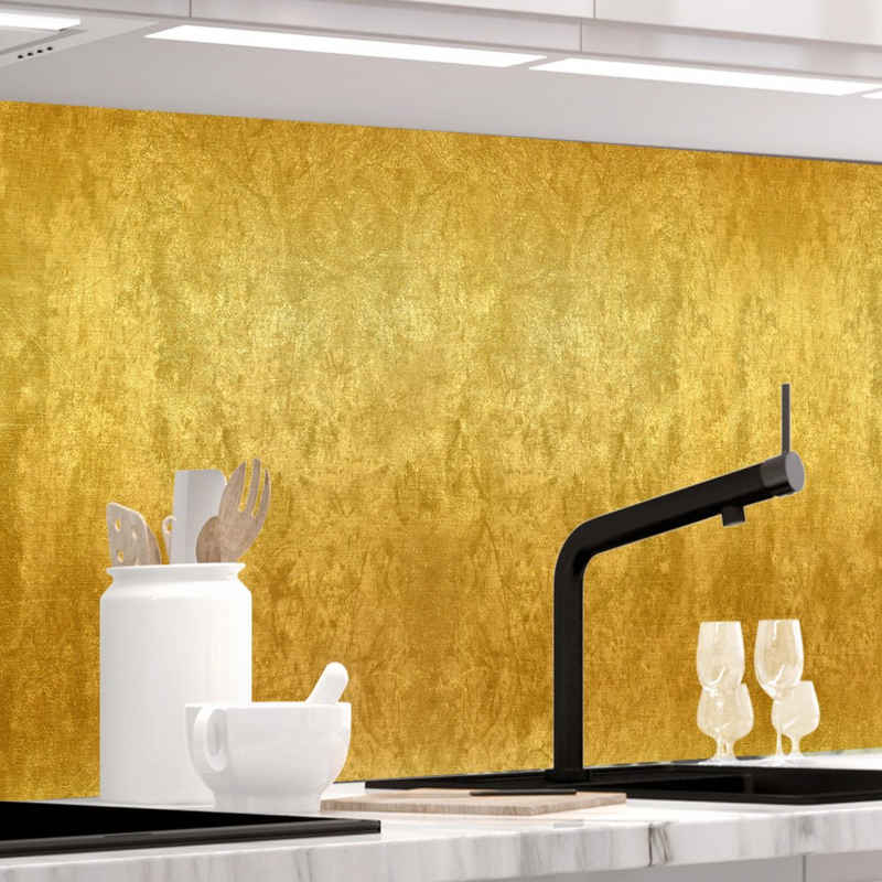 Stickerprofis Küchenrückwand ABSTRAKTES GOLD, (Premium), 1,5mm, selbstklebend, hält auf besonders vielen Öberflächen