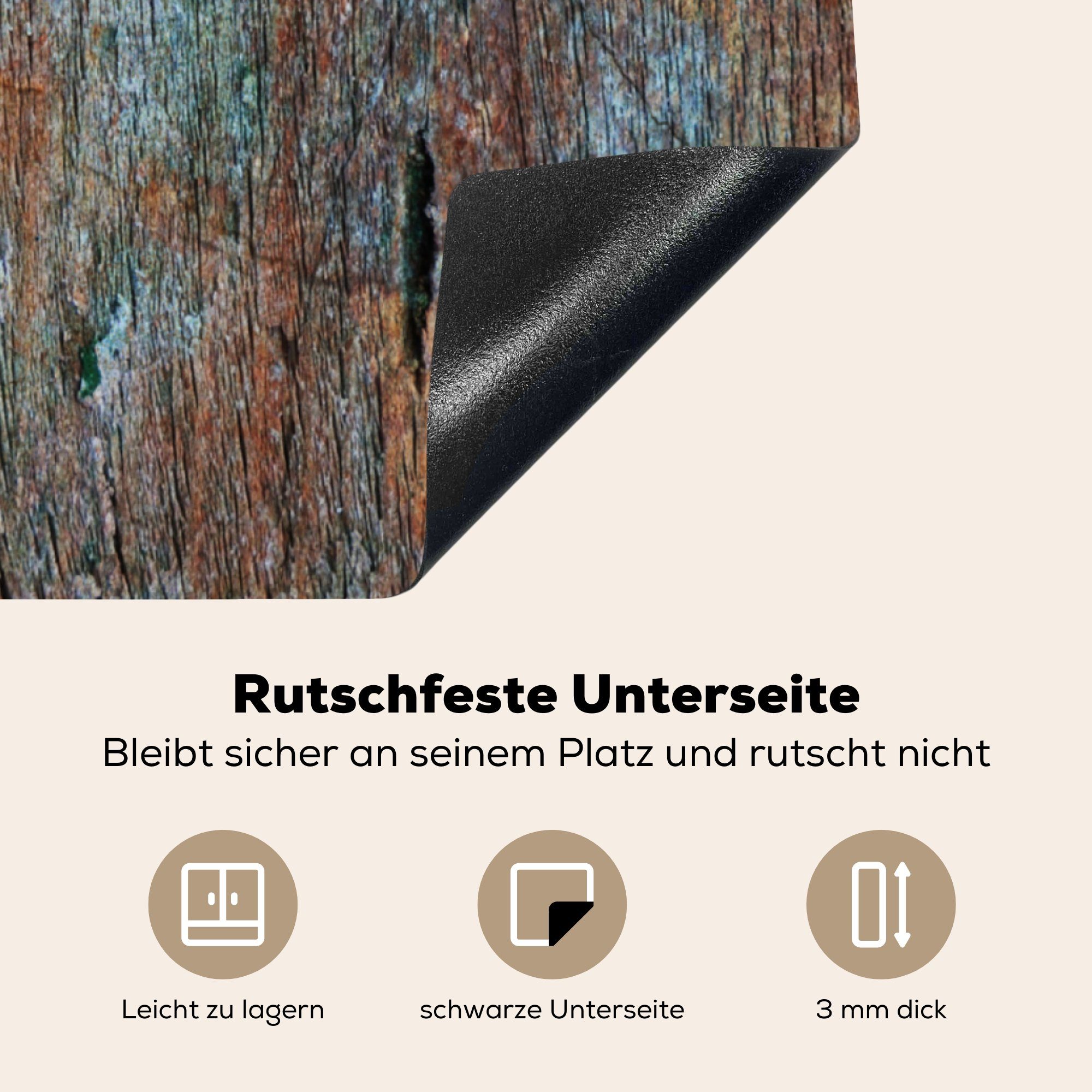 MuchoWow Herdblende-/Abdeckplatte Industriell - Regal Rost, - Vinyl, Arbeitsplatte Ceranfeldabdeckung, Holz (1 tlg), für - cm, küche 78x78