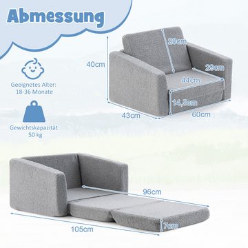 KOMFOTTEU Kindersessel, 2 in 1 Kindersofa, mit Abnehmbarer Abdeckung