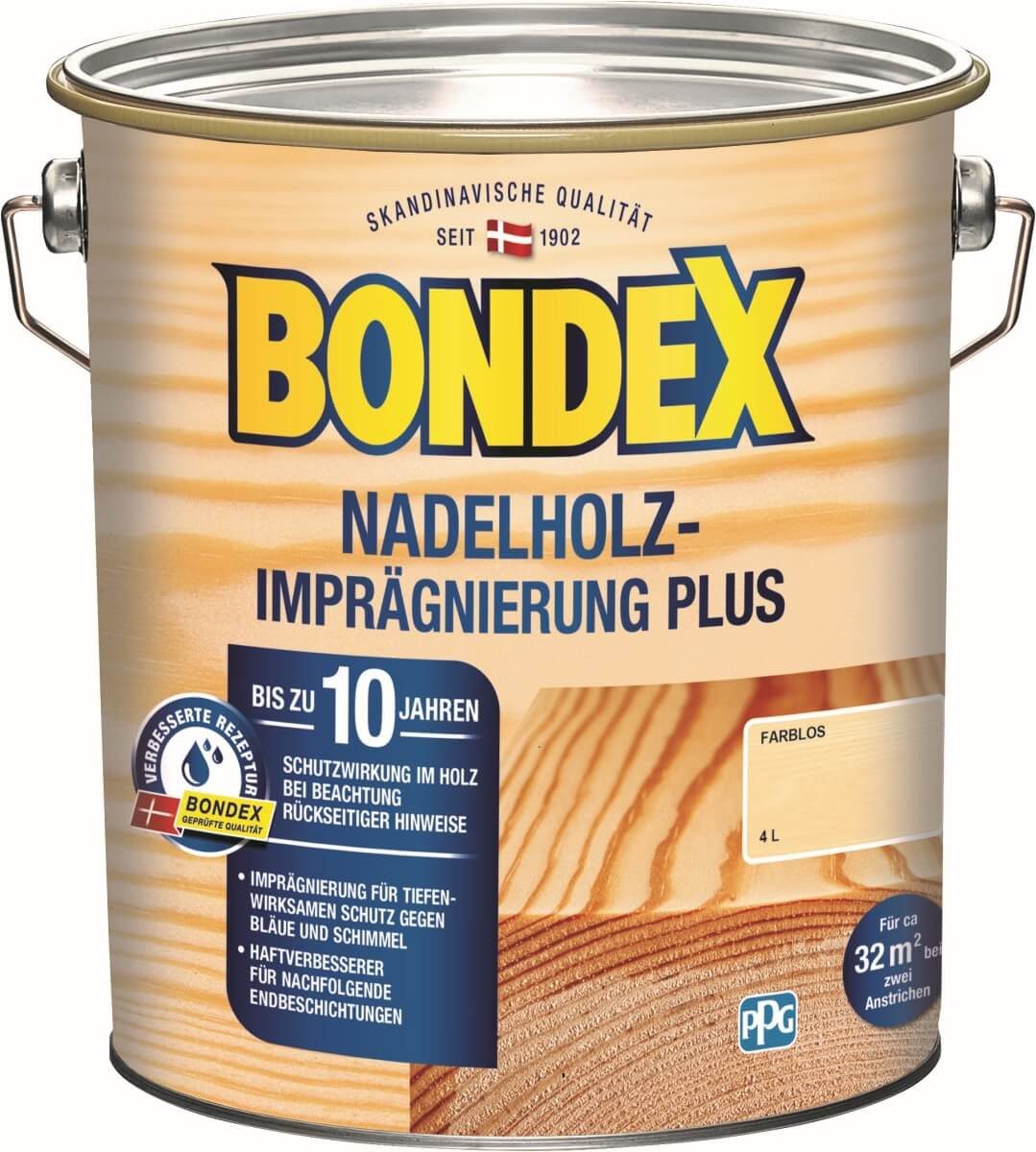 Bondex Holzgrundierung Nadelholz-Imprägnierung Plus, Schutz vor Bläue und Schimmel, Wahlweise mit 2,5 oder 4 Liter erhältlich