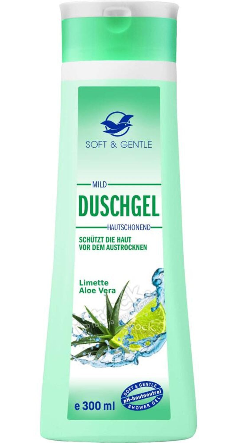 Schmees GmbH Duschgel 6x Soft&Gentle Duschgel 300ml Limette Aloe Vera Körperpflege Damensham