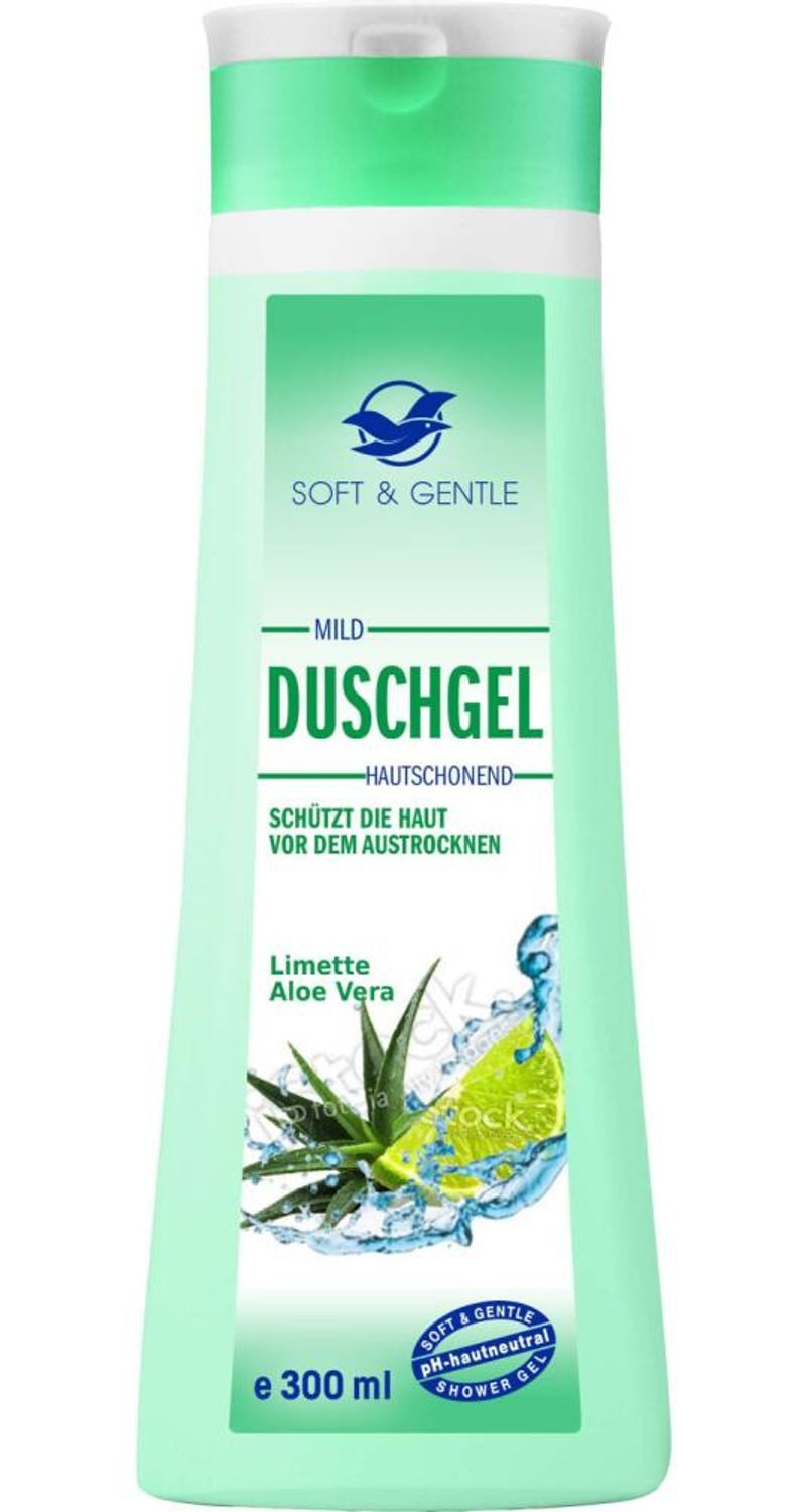 Duschgel 6x Soft&Gentle Duschgel 300ml Limette Aloe Vera Körperpflege