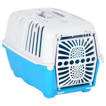 vidaXL Tiertransportbox Transportbox für Haustiere Weiß Blau 48x31,5x33 cm Polypropylen