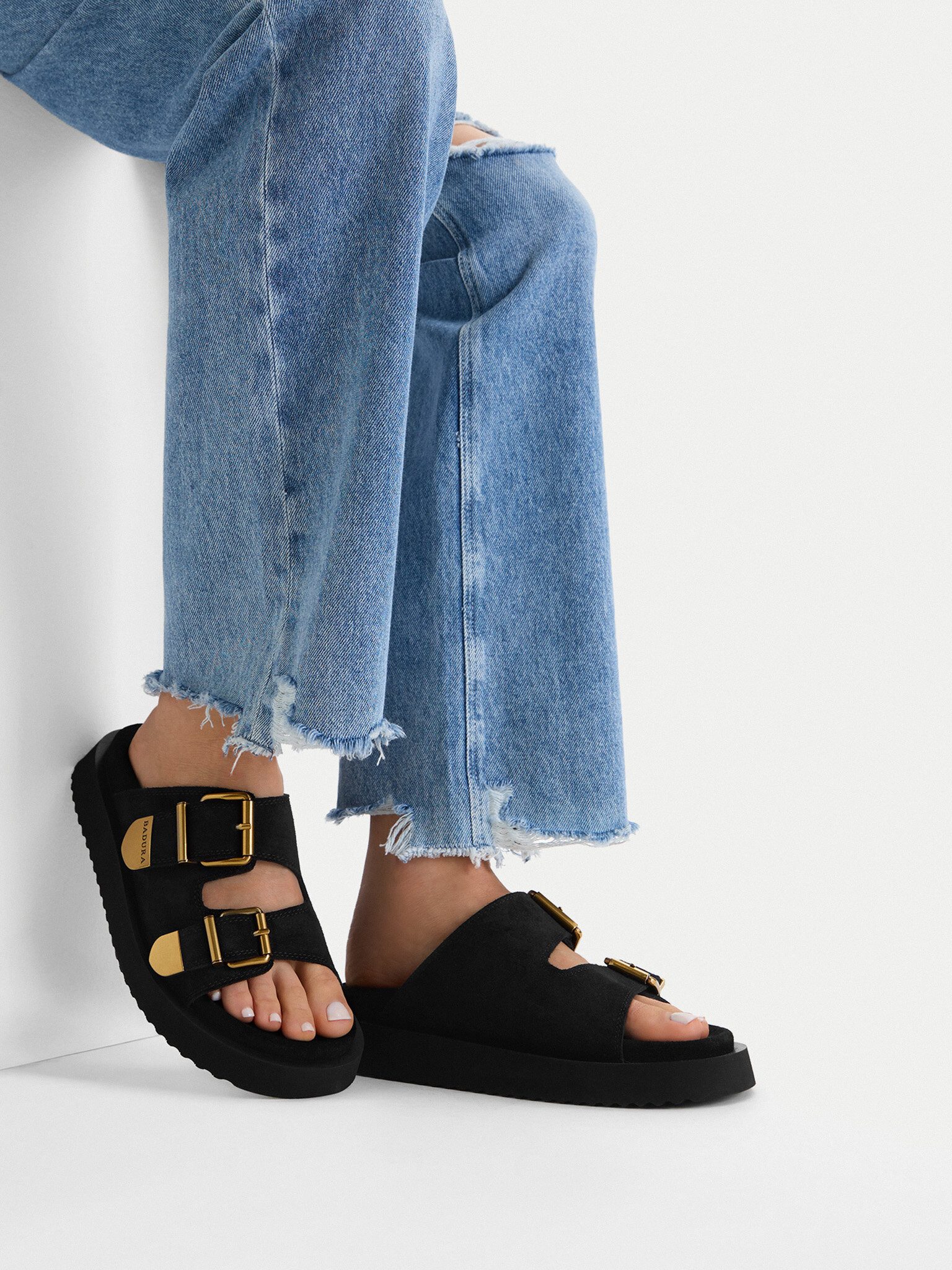 Badura Badura Damen-Flip-Flops Schwarz Badura-CYCLAMEN-80033-25 Schwarz Farbl Badepantolette