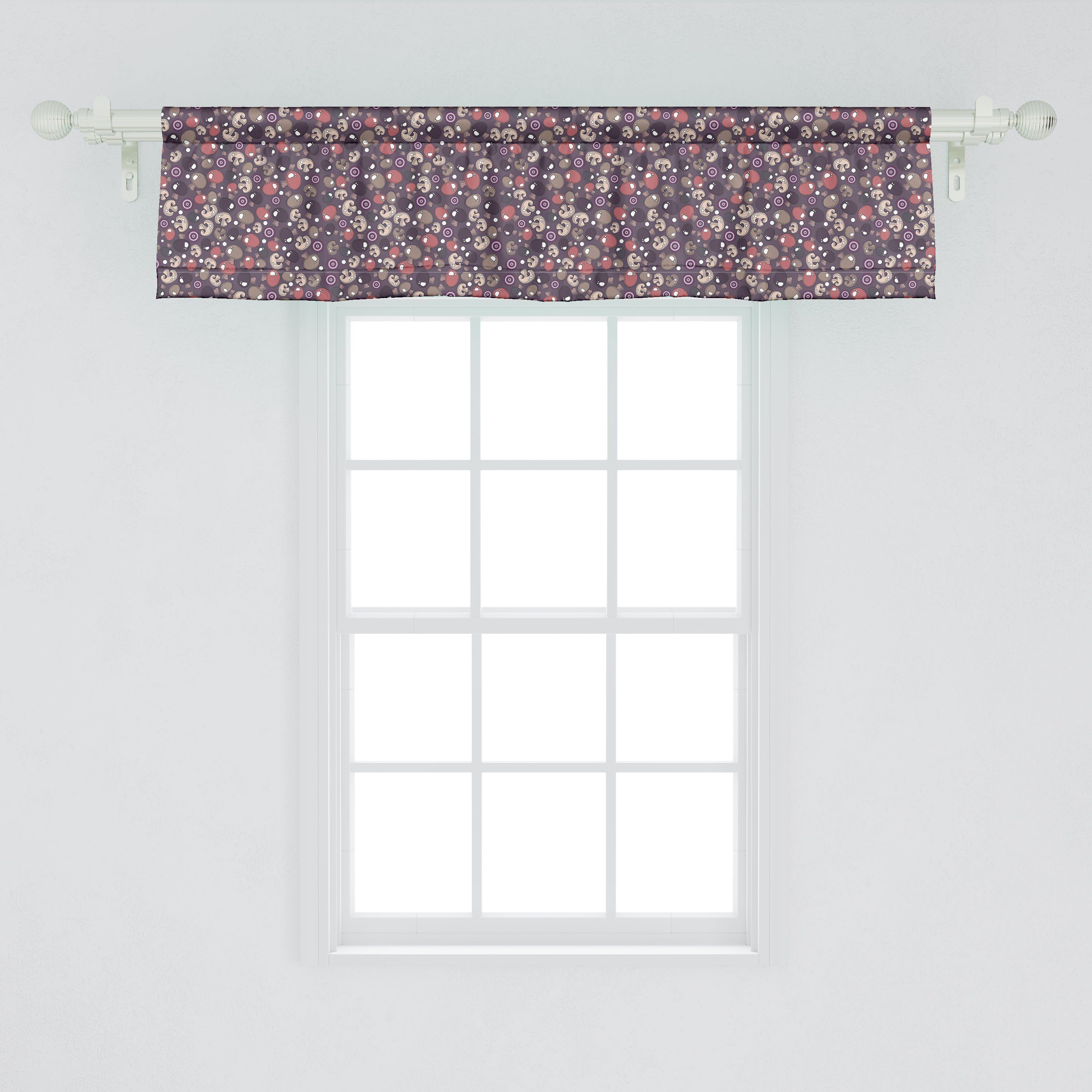 Scheibengardine Vorhang für Gemüse Küche Abakuhaus, Stangentasche, Microfaser, mit Volant Zwiebelringe Schlafzimmer Dekor Pilze