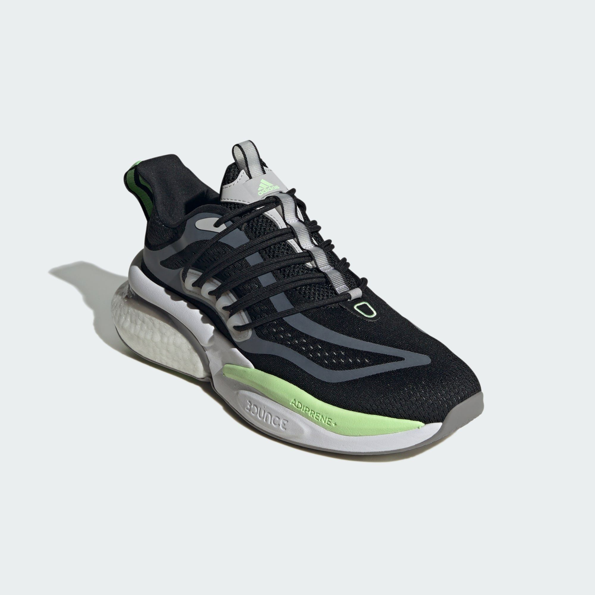 adidas Sportswear ALPHABOOST V1 SCHUH Sneaker Core Black / Charcoal Solid Grey / Green Spark