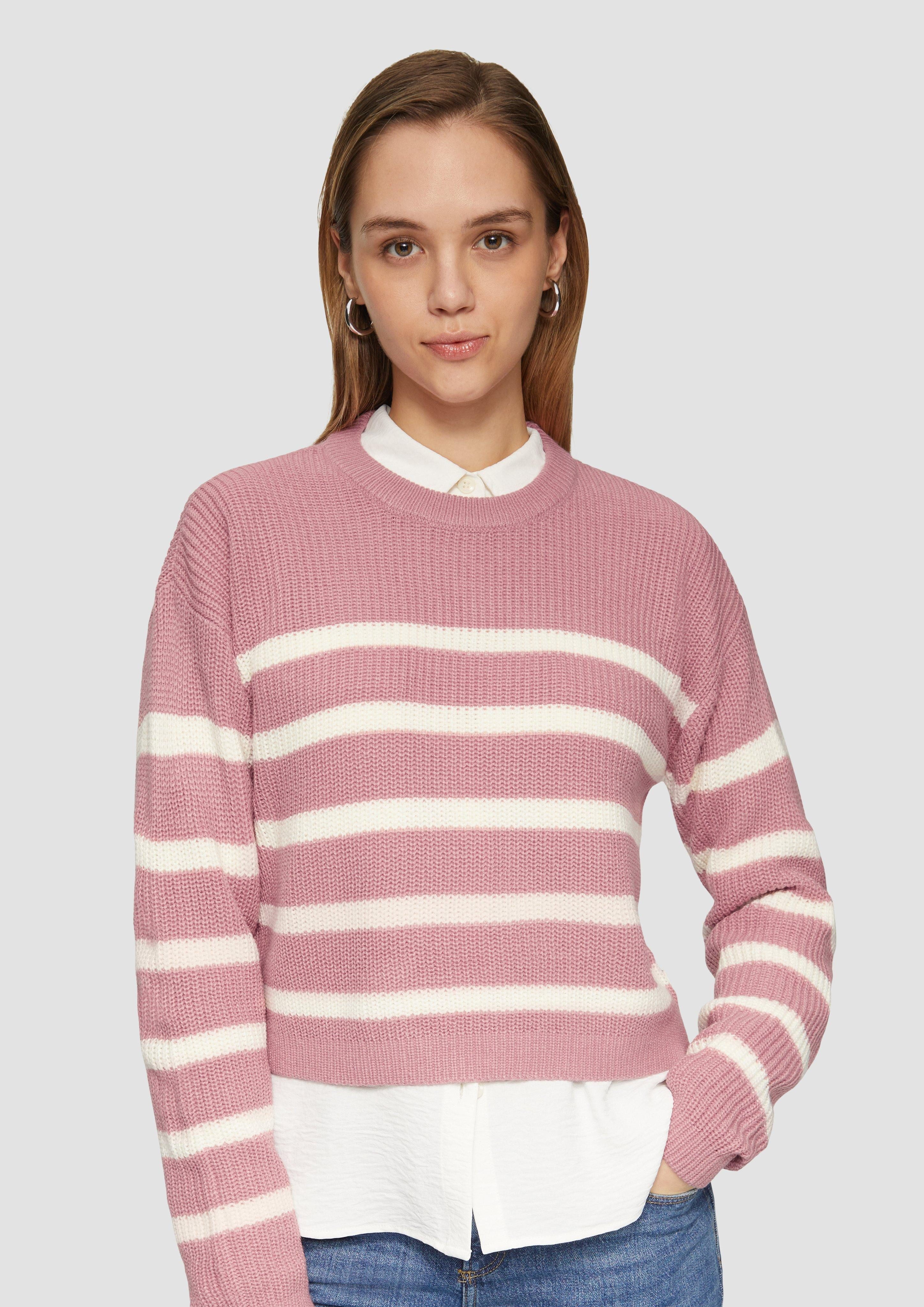 QS Strickpullover Verkürzter Pullover mit Raglanärmeln günstig online kaufen