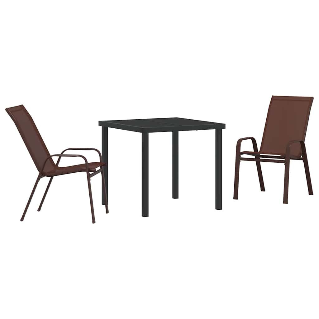 vidaXL Gartenlounge-Set Garten Essgruppe 3 pcs Braun und Schwarz, (3-tlg)