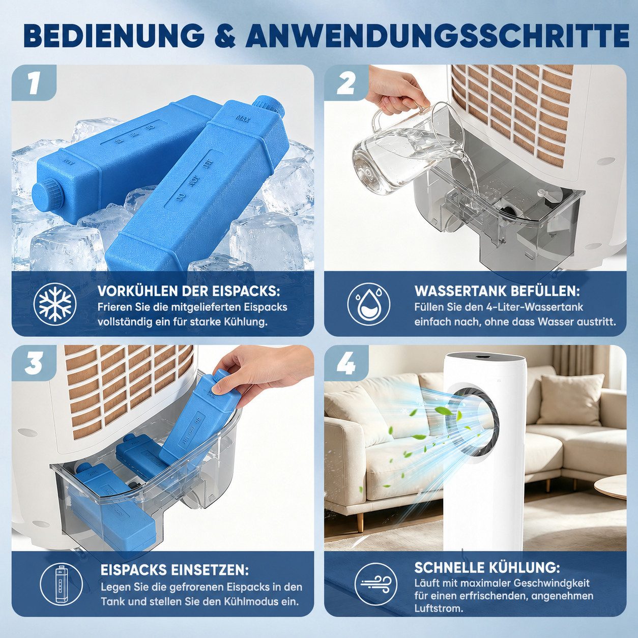 LOINTAIN Turmventilator 4-in-1 Turmkühlventilator ohne Flügel,Standventilator
