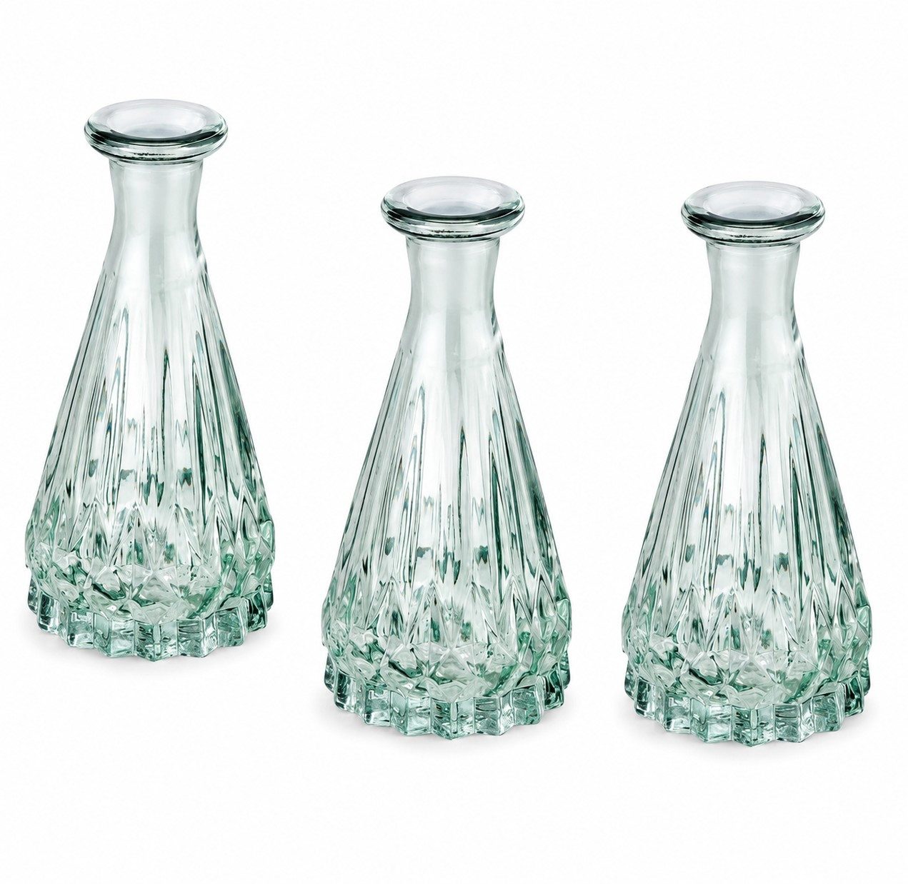 CHAKS Tischvase 3er Set Glasvasen Pastellgrün – Kleine Blumenvasen für Tischdeko