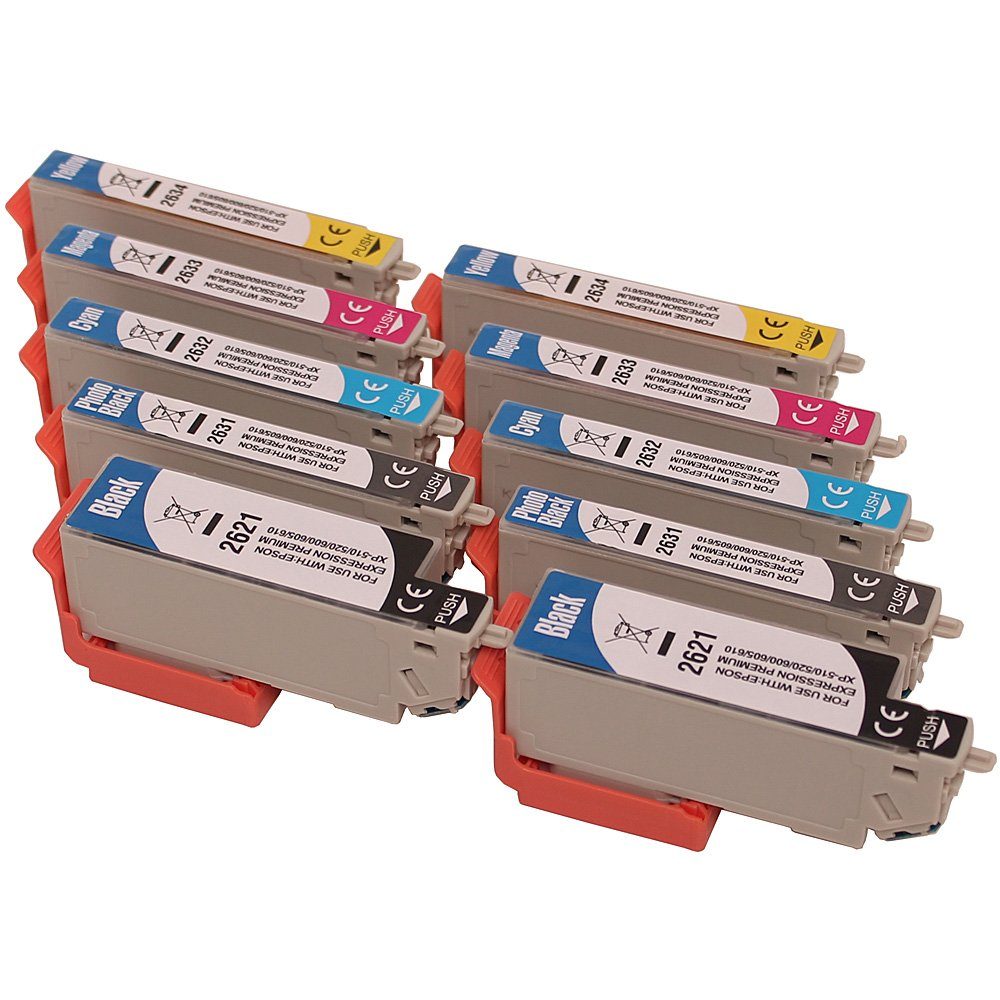 ABC Tintenpatrone (Kompatibles Set 10x Druckerpatrone für Epson 26XL Expression, P600 XP605 XP610 XP615 XP620 XP625 XP700 XP710 XP720 XP800 XP810 XP820)