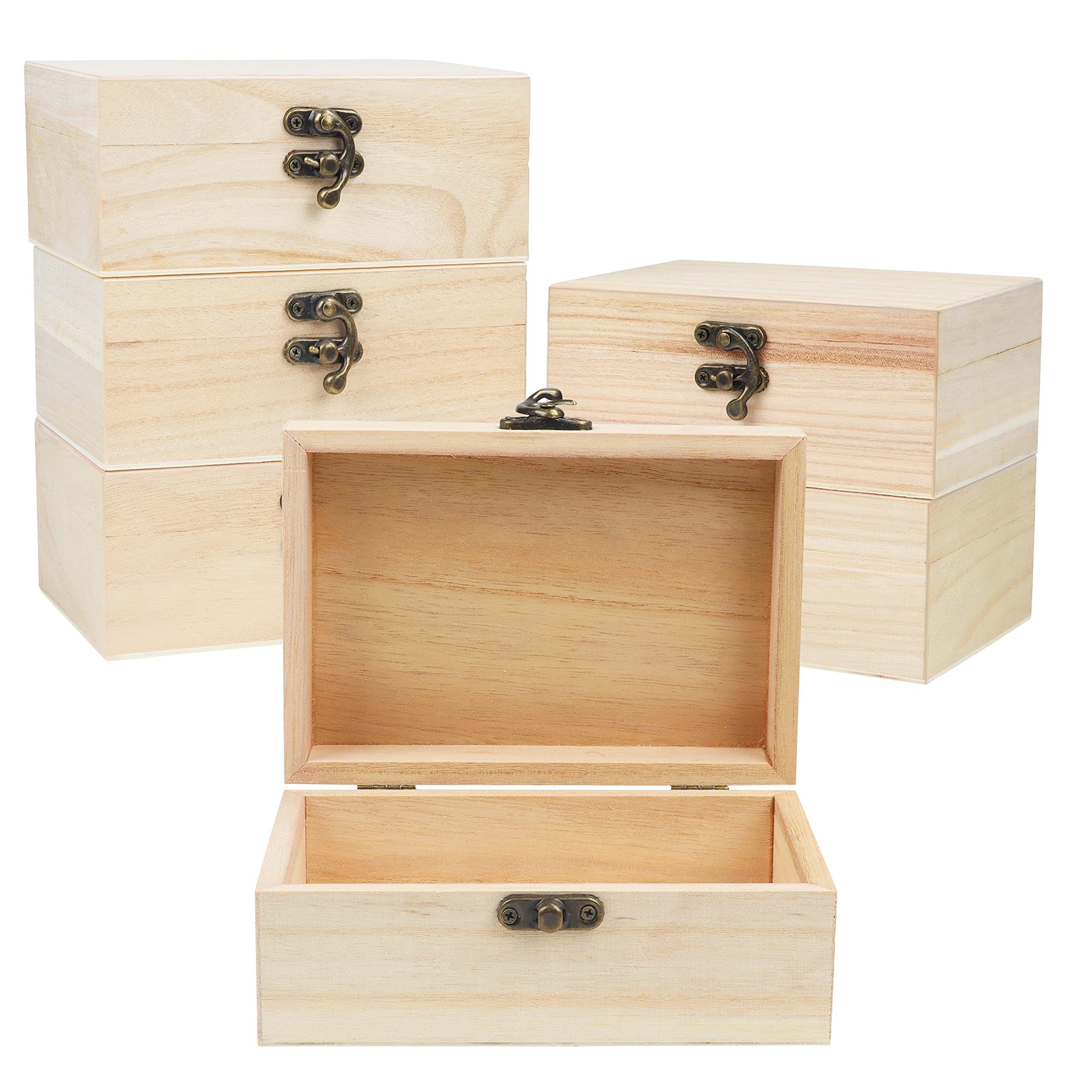 Belle Vous Organizer Blank Jewelry Box - 6 Pack - 14.8 x 10.2 x 6.3 cm,  Naturholzkiste (6er Pack) - 14,8 x 10,2 x 6,3 cm