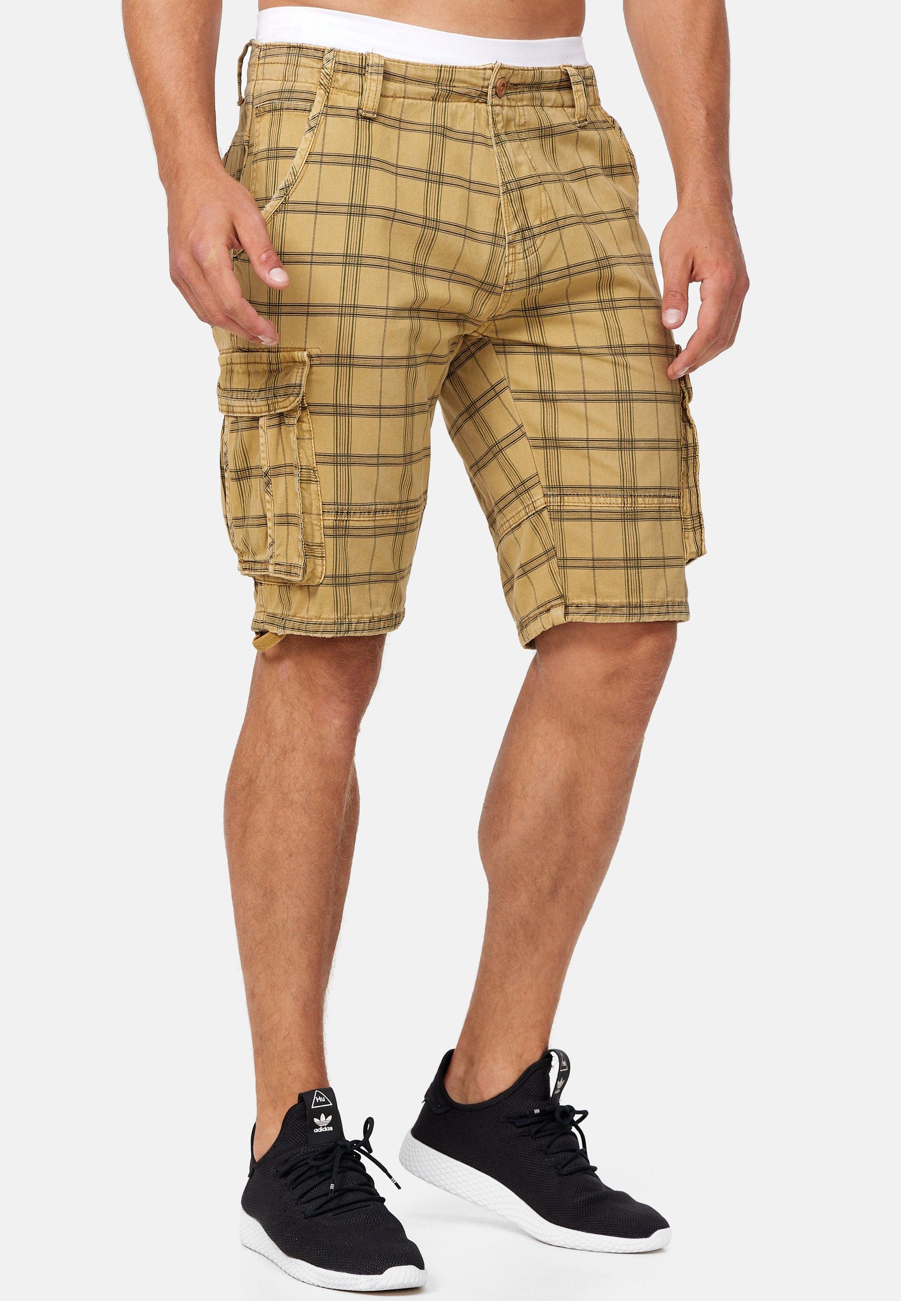 Indicode Cargoshorts Herren Monroe Cargo Cargo Shorts Herrenshorts mit 6 Taschen inkl. Gürtel