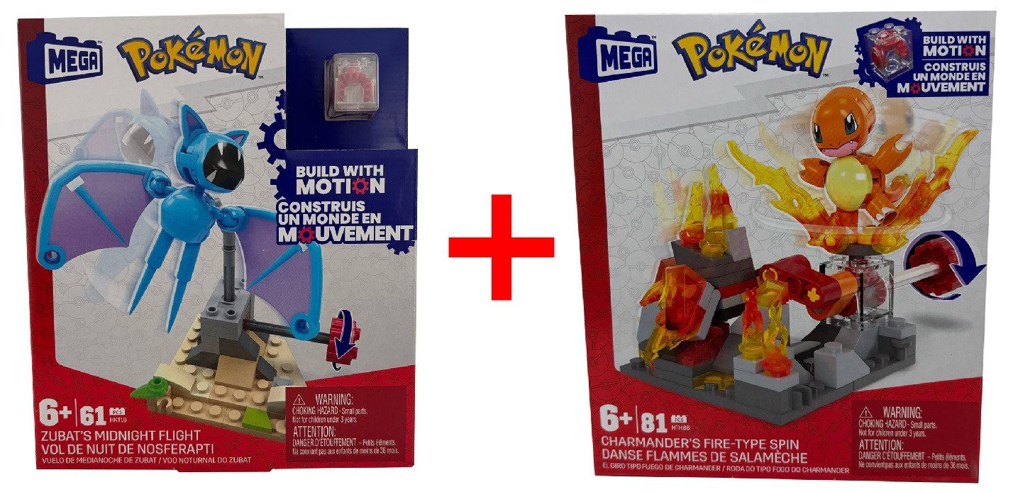 Mattel® Pokemon Zubats Flug Glumanda Bau-Set, HKT19 HTH86 Bausteine, Sammelfig Konstruktions-Spielset