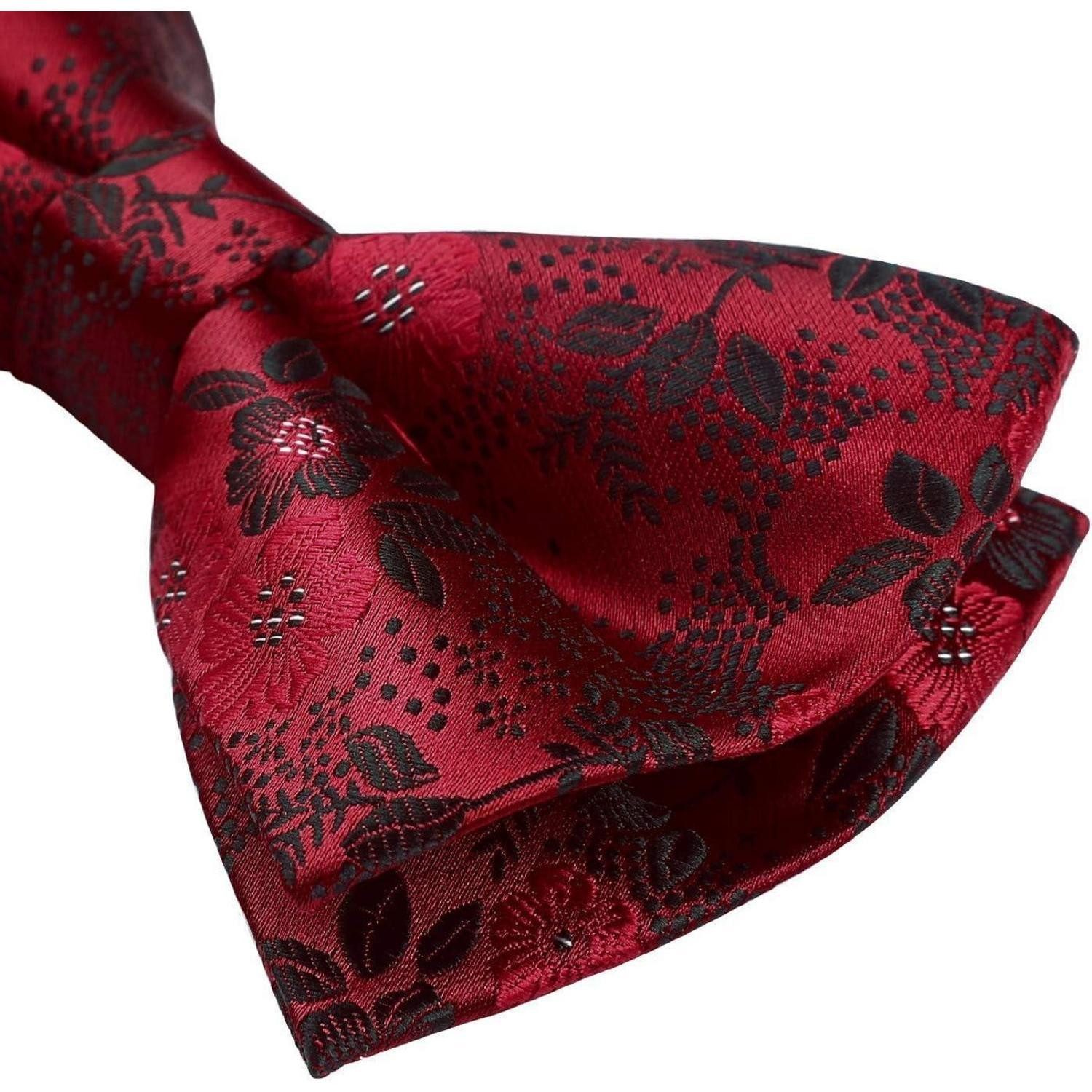 LuxusKollektion Fliege Fliege Herren gebunden verstellbar Paisley Hochzeit Anzug Rot Geblümt
