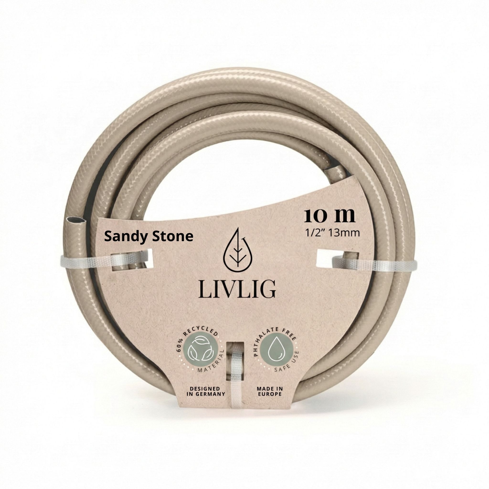 LIVLIG Gartenschlauch Schöner Gartenschlauch 1/2 Zoll, Wasserschlauch 1/2 Zoll, Beige, Made in Europe, 1/2 Zoll, 13 mm (1/2)