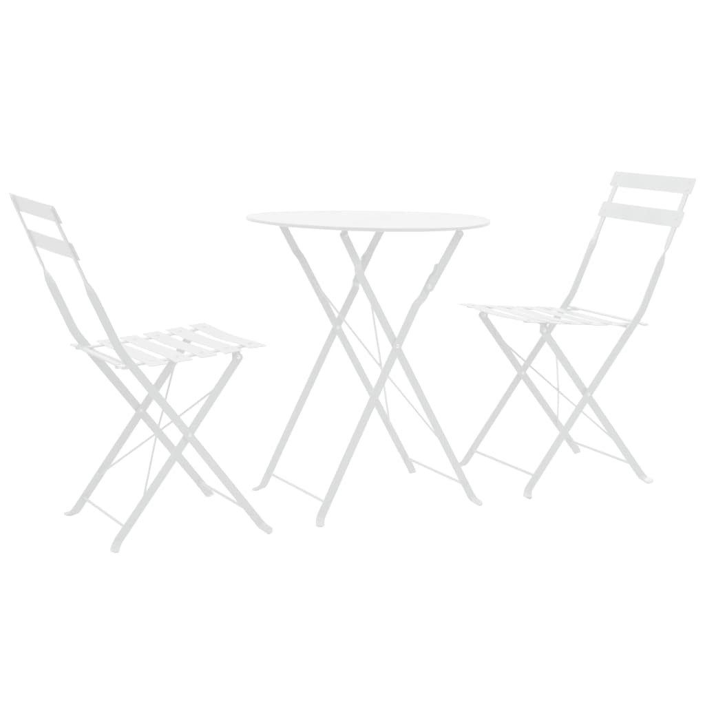 vidaXL Gartenlounge-Set 3-tlg. Bistro-Set Stahl Weiß, (3-tlg)