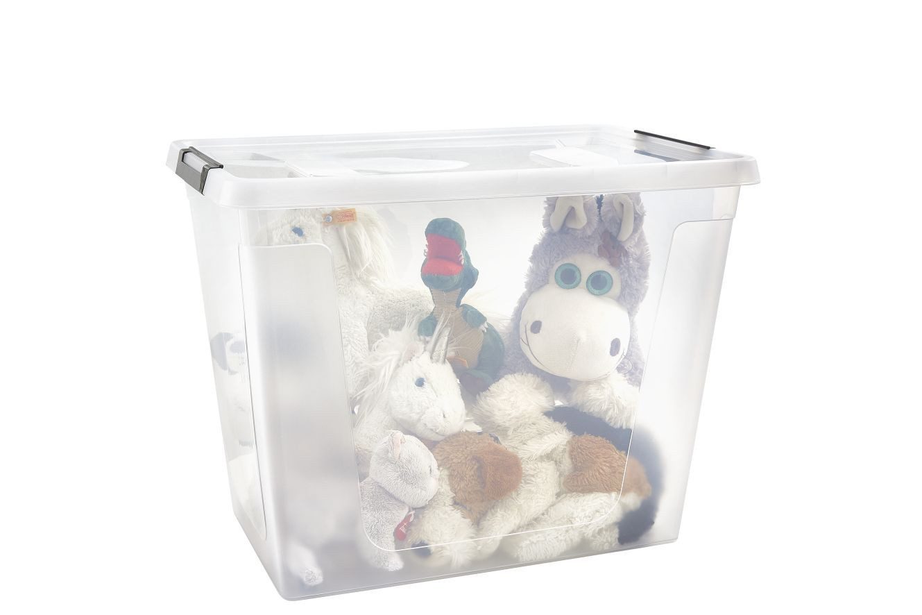 Gardissimo Aufbewahrungsbox 3 er Set mit Deckel New Clip 80 Liter Kunststoff Boxen Stapelboxen (Komplett-Set, 3 Boxen + Deckel), stapelbar und nestbar mit Rollen und Clip-Verschluss