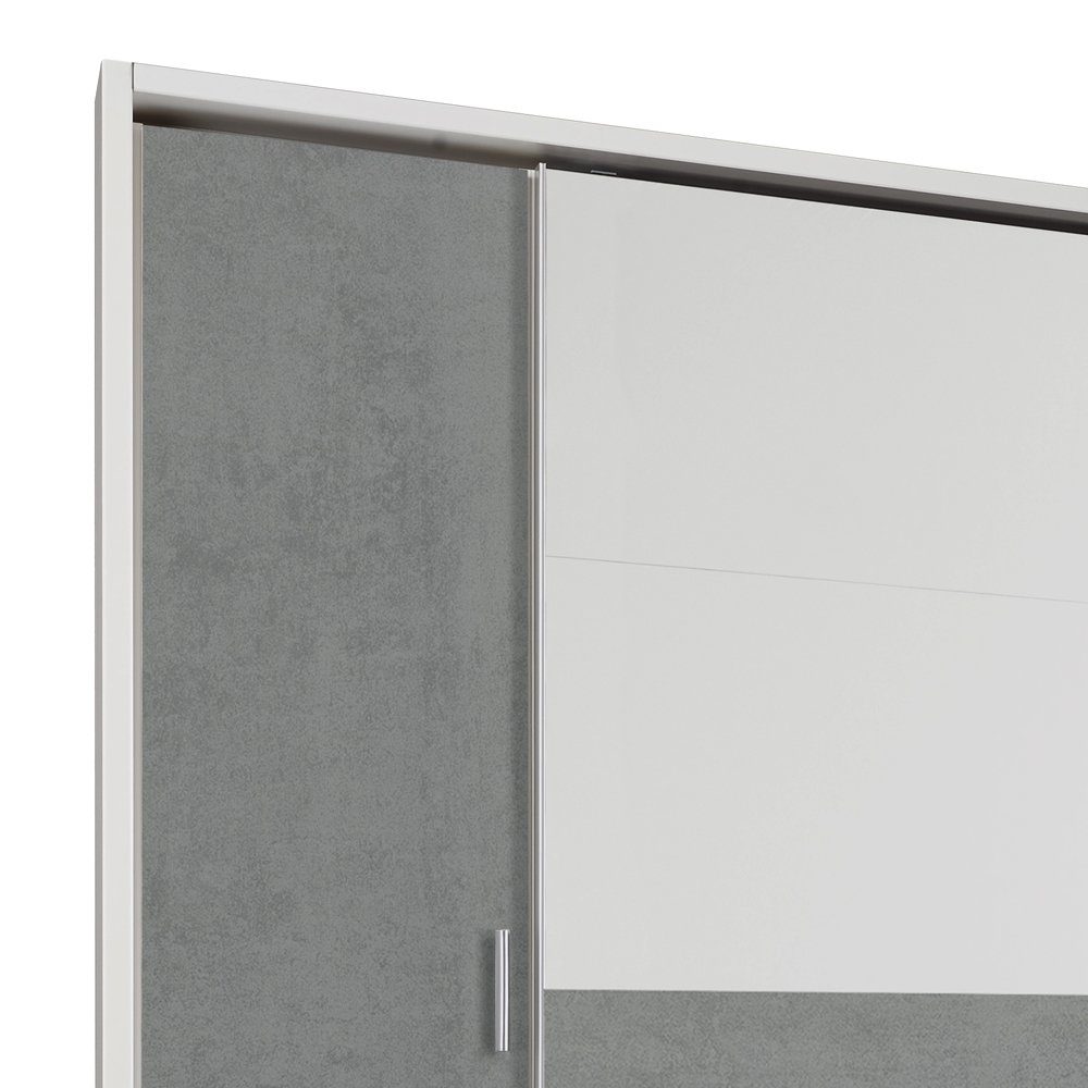 - Schwebetüren, Beton 10 und Modern mit Mehrzweckschrank) mit Stauraum, Kleiderstangen Stylefy 2 Optik viel Einlegeböden (Kleiderschrank, Dreh- Weiß Schwebetürenschrank und Maria Design,