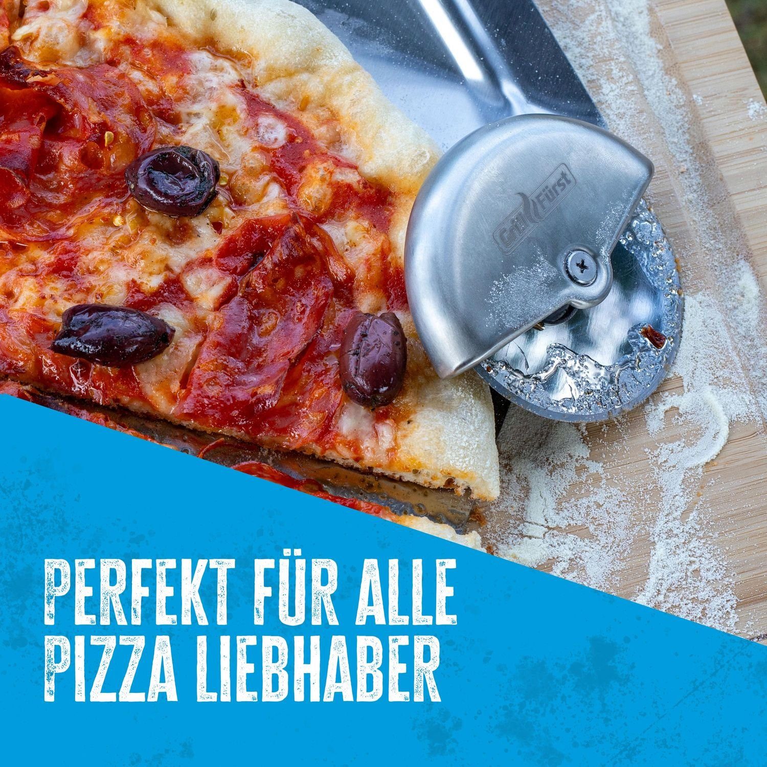10cm Grillfürst Pizzarad Pizzaschneider Grillfürst Aromaplanke Edelstahl /