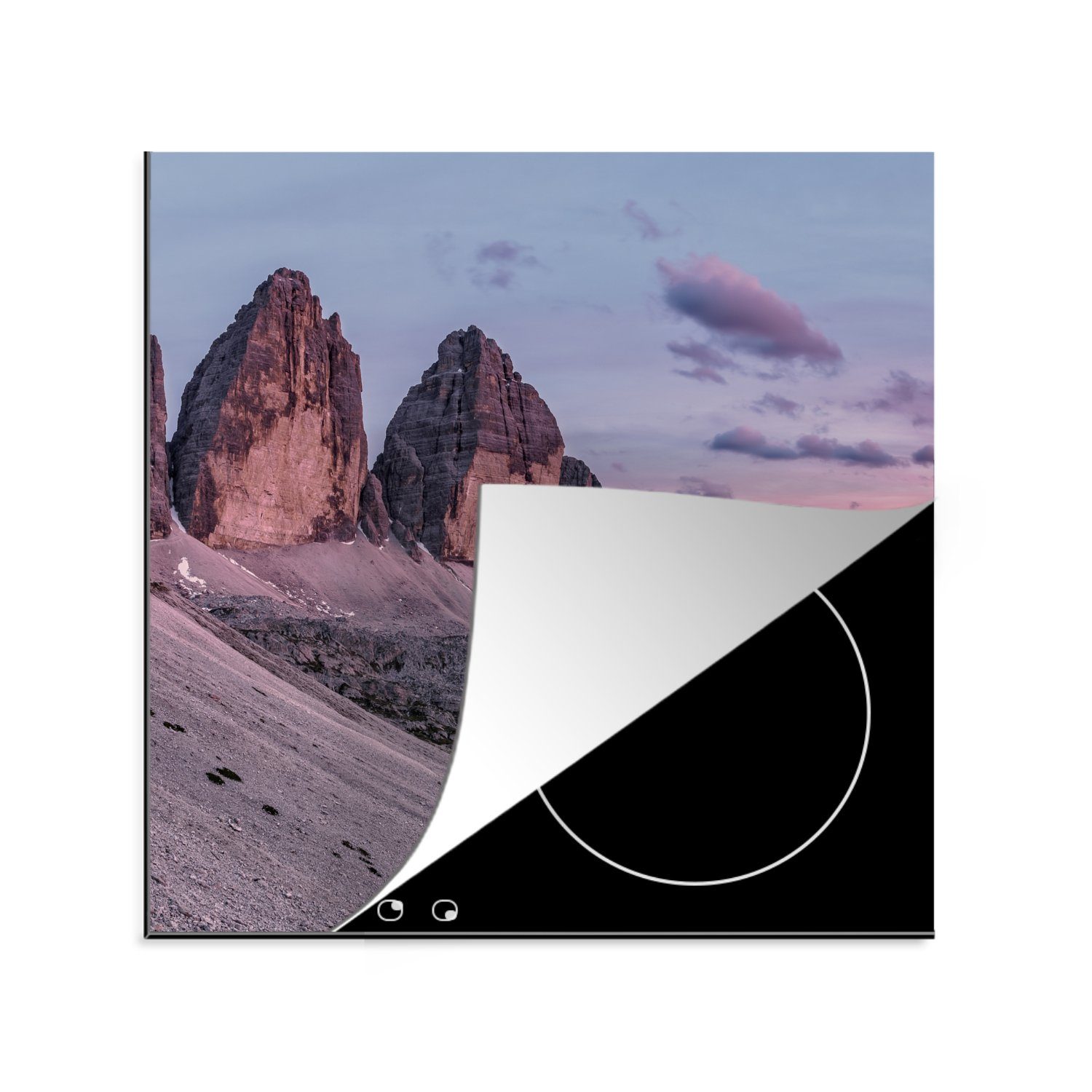 Ceranfeldabdeckung, 78x78 Alpen tlg), cm, Herdblende-/Abdeckplatte Vinyl, (1 Arbeitsplatte küche Gebirge, Tirol für - - MuchoWow