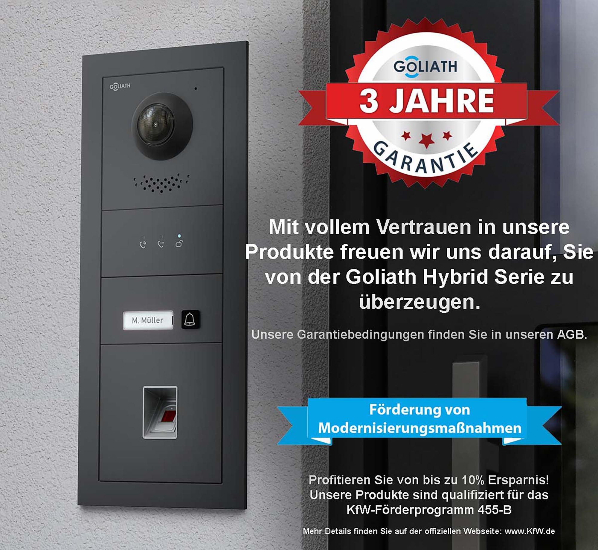 Goliath Intercom Video-Türsprechanlage Goliath Basic Line Türklingel Silber / Anthrazit (Privat oder Gewerblich, Silber)