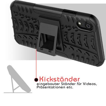 CoolGadget Handyhülle Schwarz als 2in1 Schutz Cover Set für das Apple iPhone XR 6,1 Zoll, 2x 9H Glas Display Schutz Folie + 1x TPU Case Hülle für iPhone XR