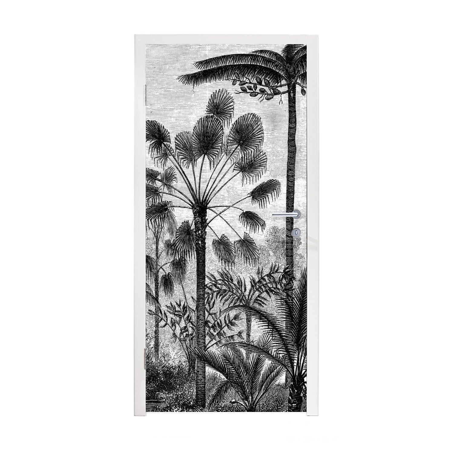 75x205 - Botanisch, cm - Pflanzen Natur St), bedruckt, Design (1 MuchoWow Türaufkleber, für - Bäume Türtapete Tür, - Matt, Fototapete