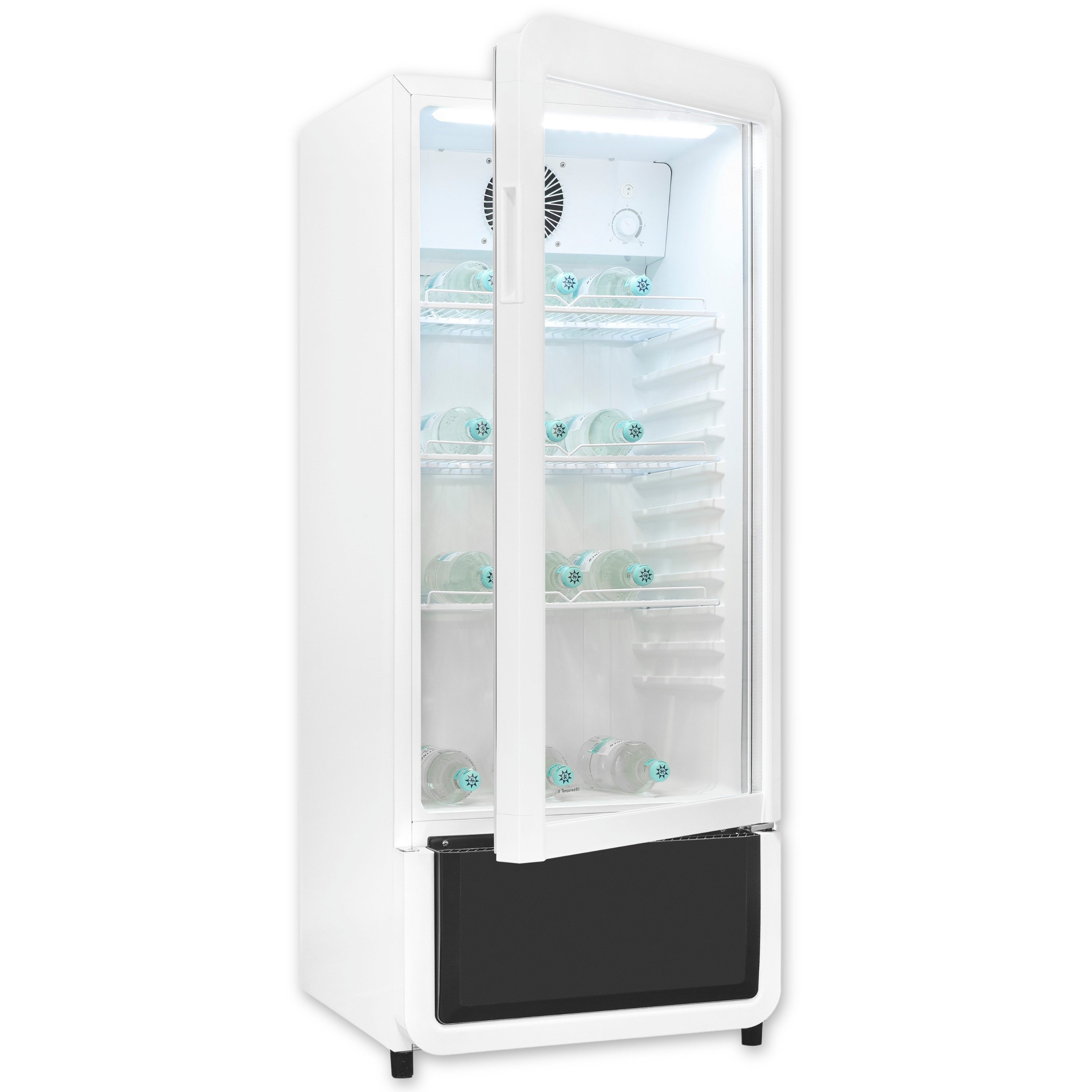 exquisit Getränkekühlschrank GKS180-GT-431D weiss, 132,5 cm hoch, 54 cm breit, mit Umluftventilator für gleichmäßig gekühlte Getränke