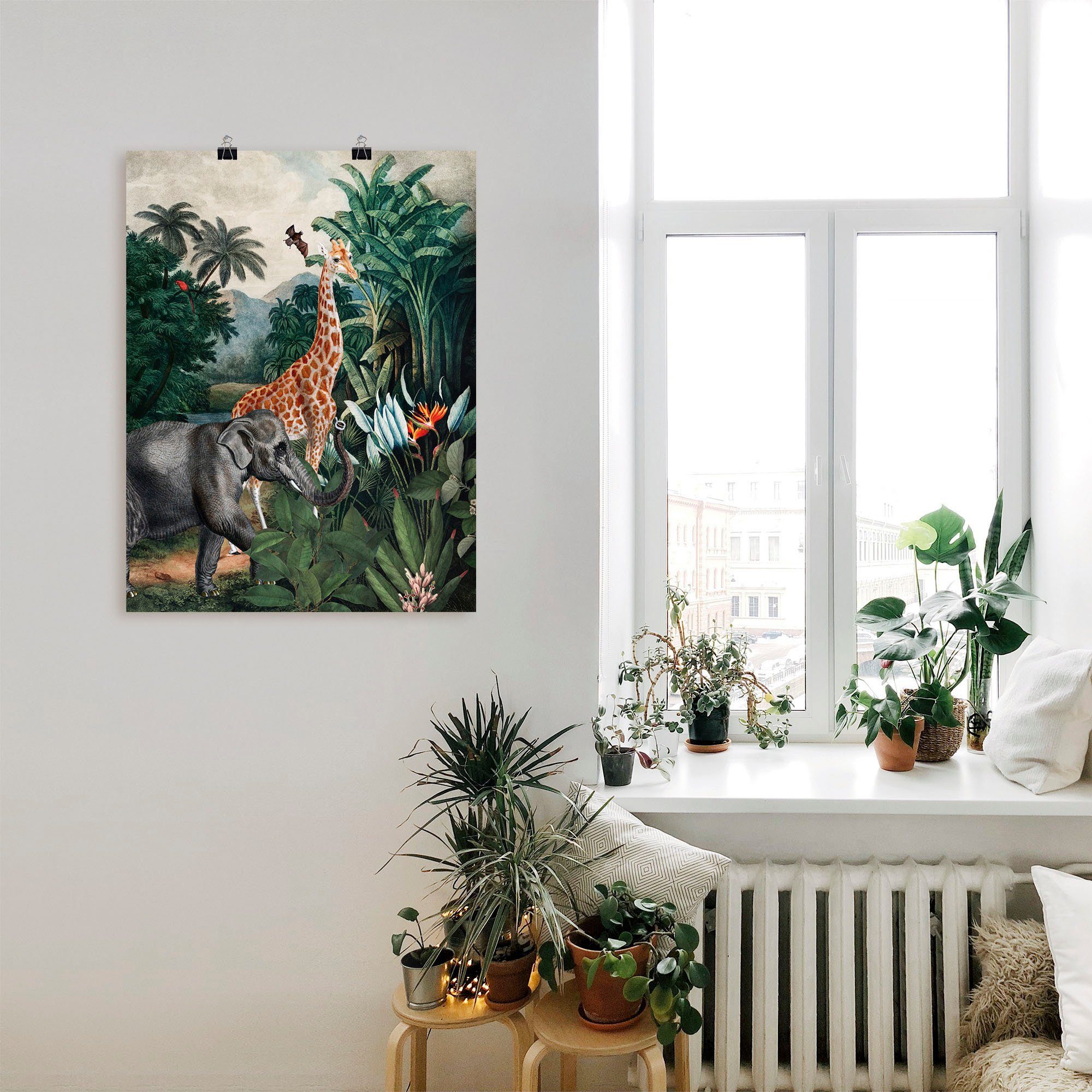 Wandaufkleber in Dschungel, als Leinwandbild, versch. (1 Wandbild Poster Größen St), Afrikanischer Wildtiere Alubild, Artland oder