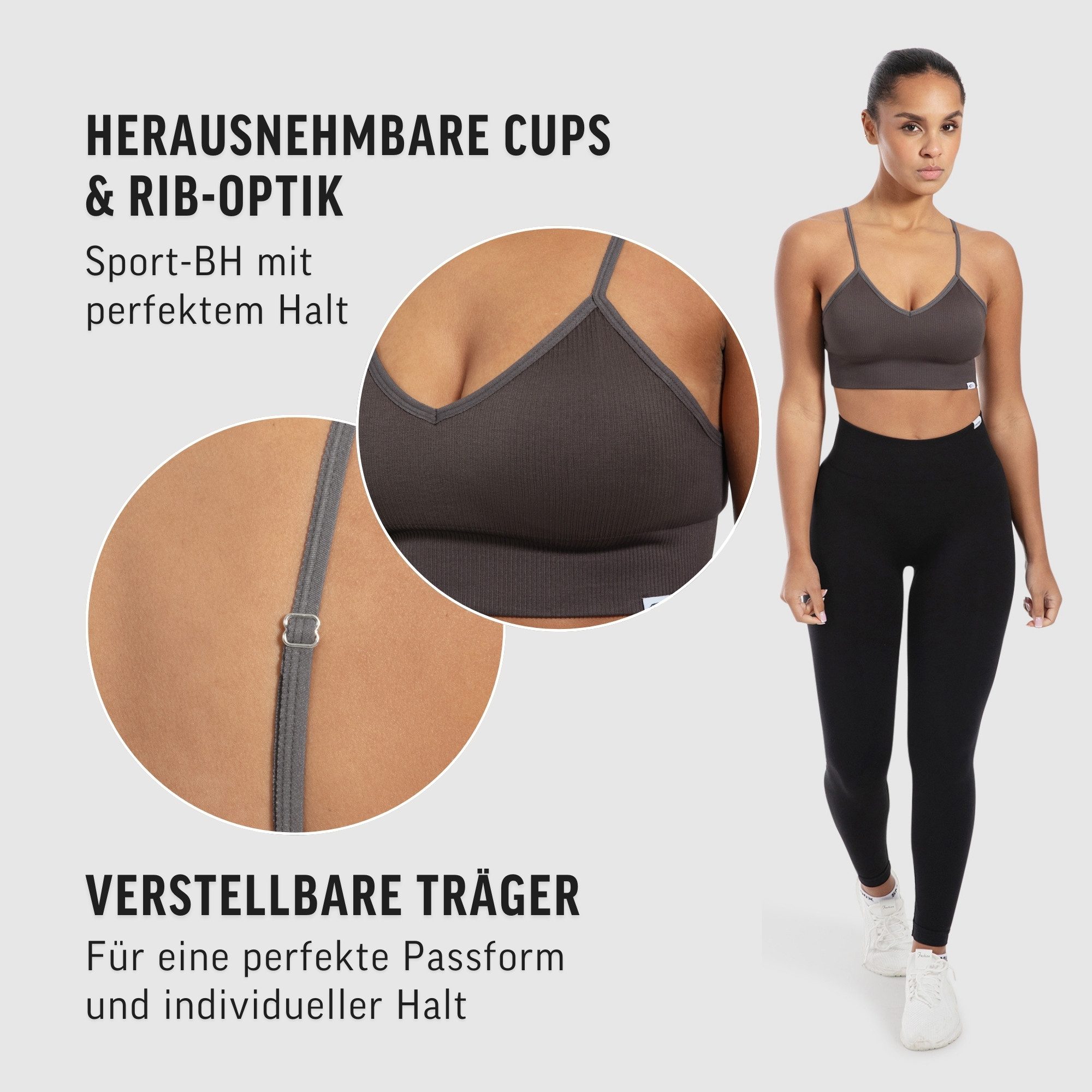 Smilodox Sport-BH Alma, Shaped Fit Yoga Bra, mit herausnehmbaren Cups V-Ausschnitt, Blickdicht, Ohne Bügel, Verstellbare Träger Sport Top – Bild 5 von 5