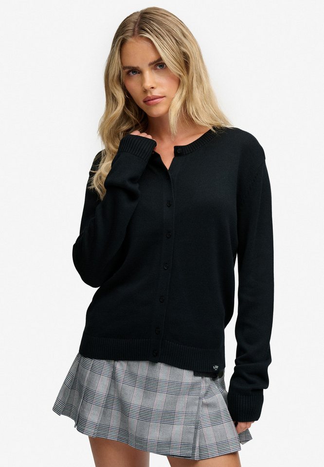 Superdry Strickjacke ESSENTIAL SLOUCHY CREW CARDI Baumwollmischung