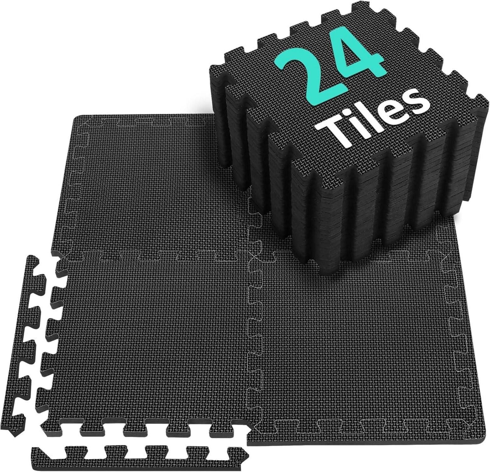 Büromöbel-Set Fitness Bodenschutzmatte Set 24 Puzzlematte 2.22 Qm Schwarz