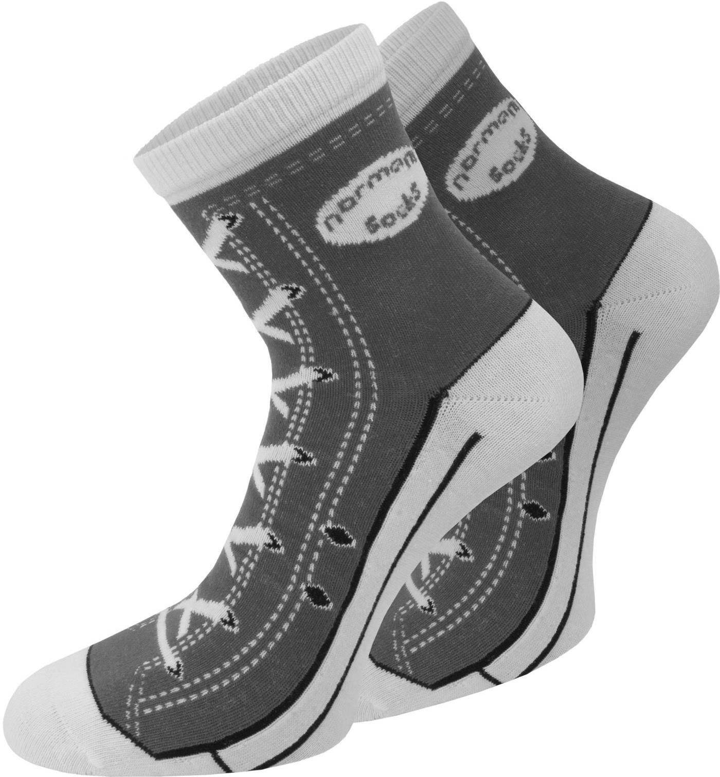 Grau 4 normani Paar passgenauer, (4er-Set, faltenfreier Sitz Paar) Schuh-Design Socken im 4 Basicsocken