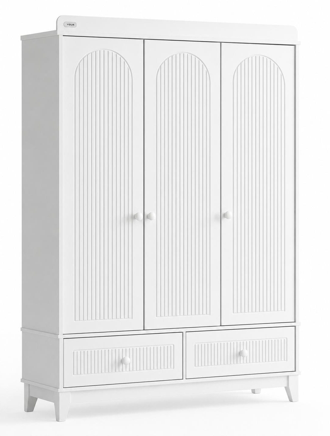 Xlmoebel Kinderkleiderschrank Skandinavischer Kinderkleiderschrank in Weiß mit Schubladen (Skandinavischer Kinderkleiderschrank, 3-türig) Made in Europa