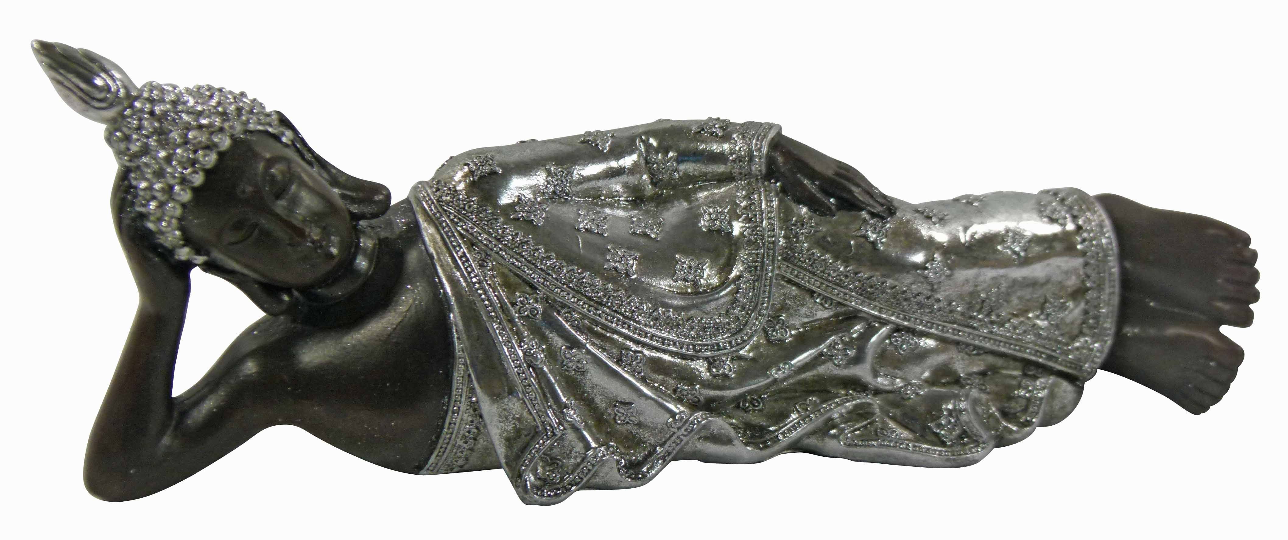 GlasArt Buddhafigur Liegender Buddha Tischdeko, (Kein Dekofigur, 1tlg), Geschenk, schwarz-silber Set, relaxing, St., 1 Silber-Schwarz