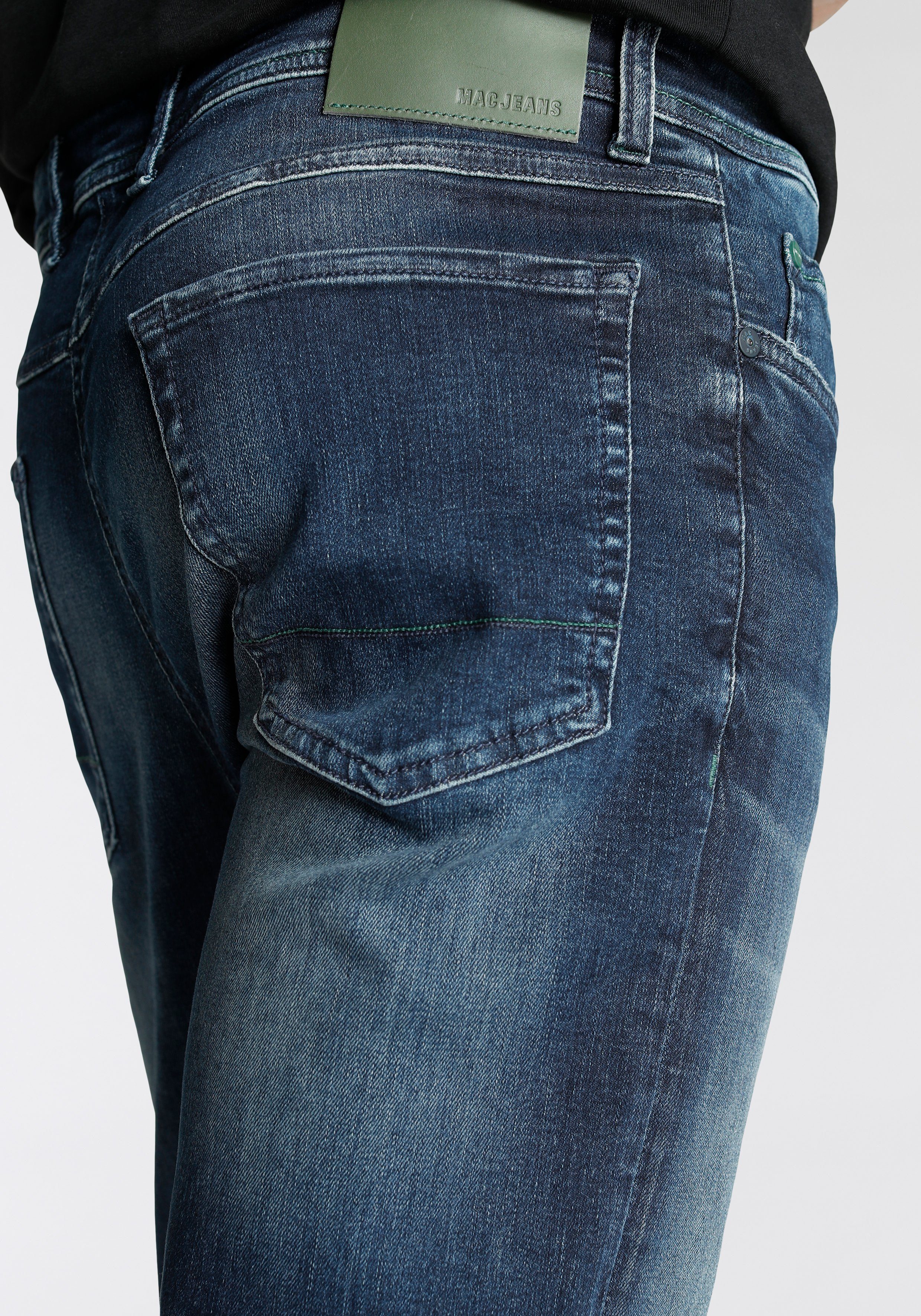 super Straight-Jeans Flexx-Driver dark used authentic elastisch MAC blue