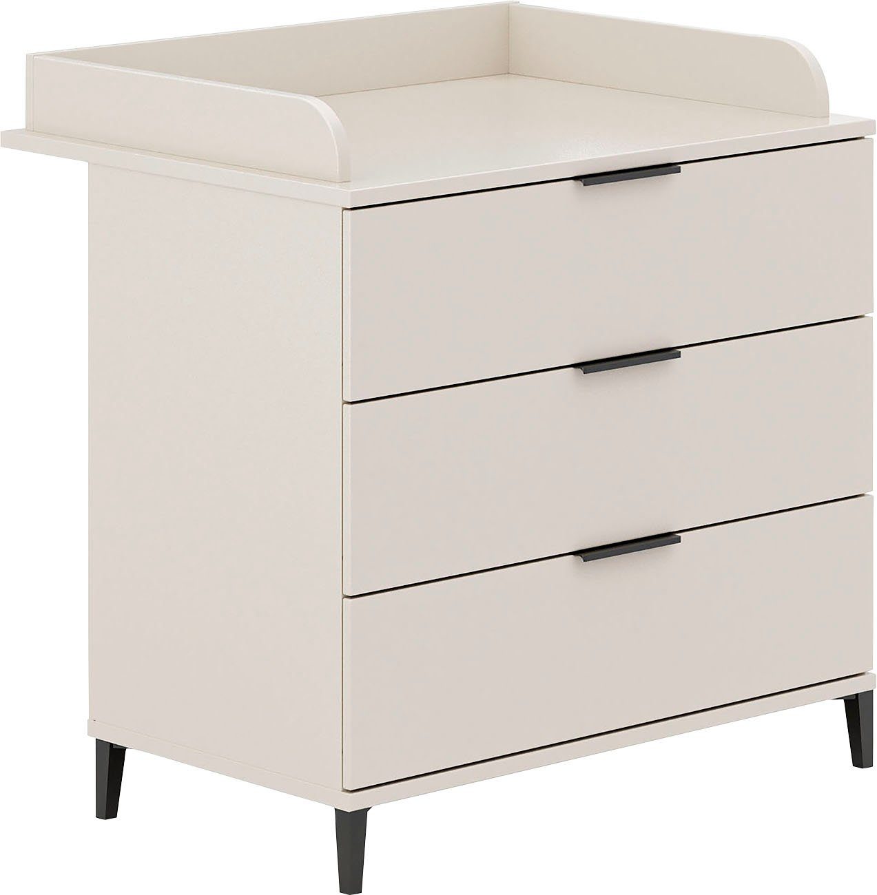 Home affaire Wickelkommode ARI, 3 Schubladen, inklusive Wickelaufsatz, Schubladen mit Soft-Close-Funktion