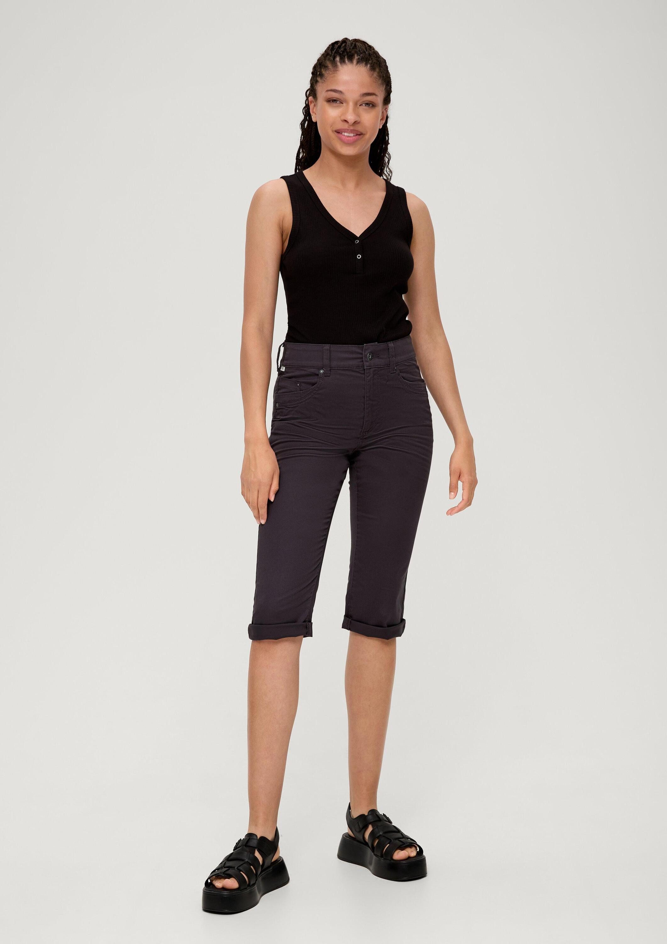 QS Caprihose Hose Slim: Capri aus Baumwollsatin