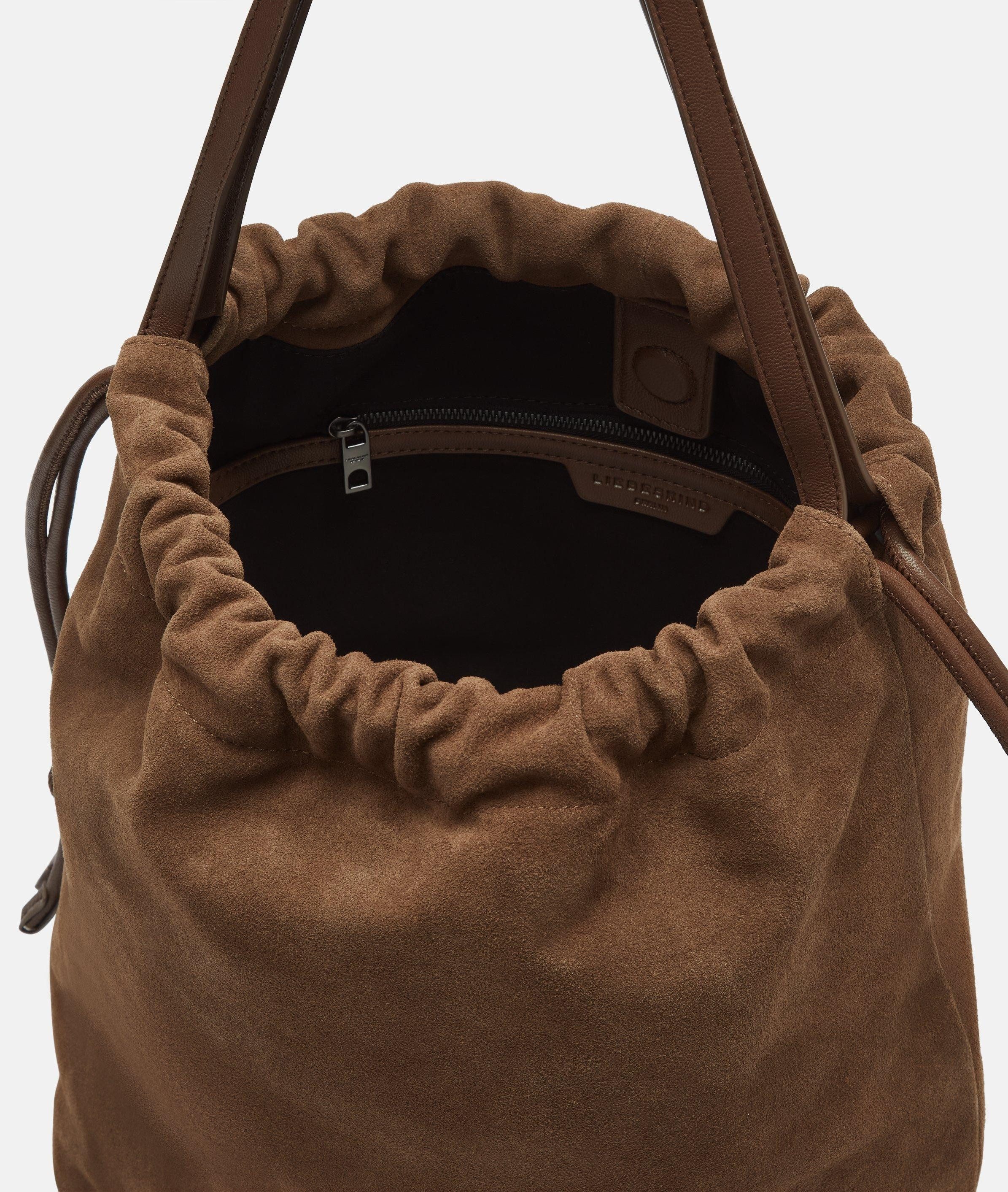 Liebeskind Berlin Schultertasche Lya Hobo M, Geräumige Beuteltasche aus weichem Veloursleder