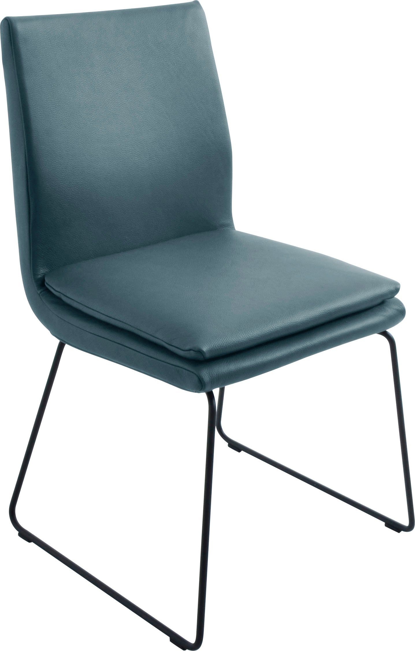K+W Komfort & Wohnen Esszimmerstuhl Creso, mit Sitzkissen und Rundrohrkufe in Metall schwarz Struktur topas