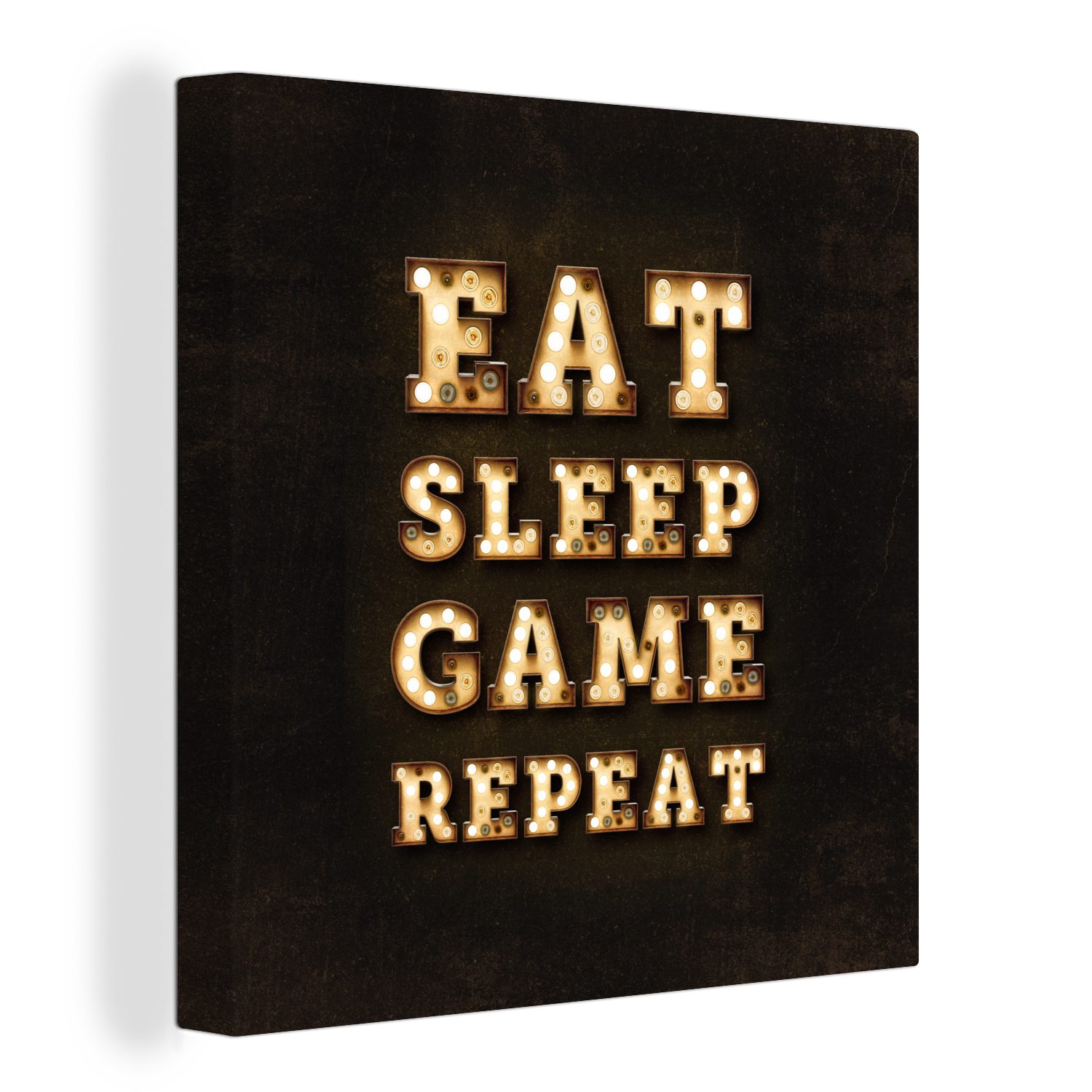 OneMillionCanvasses® Leinwandbild Spiele - Spiele - Zitate - Sprichwörter - Eat sleep game repeat, (1 St), Leinwand Bilder für Wohnzimmer Schlafzimmer