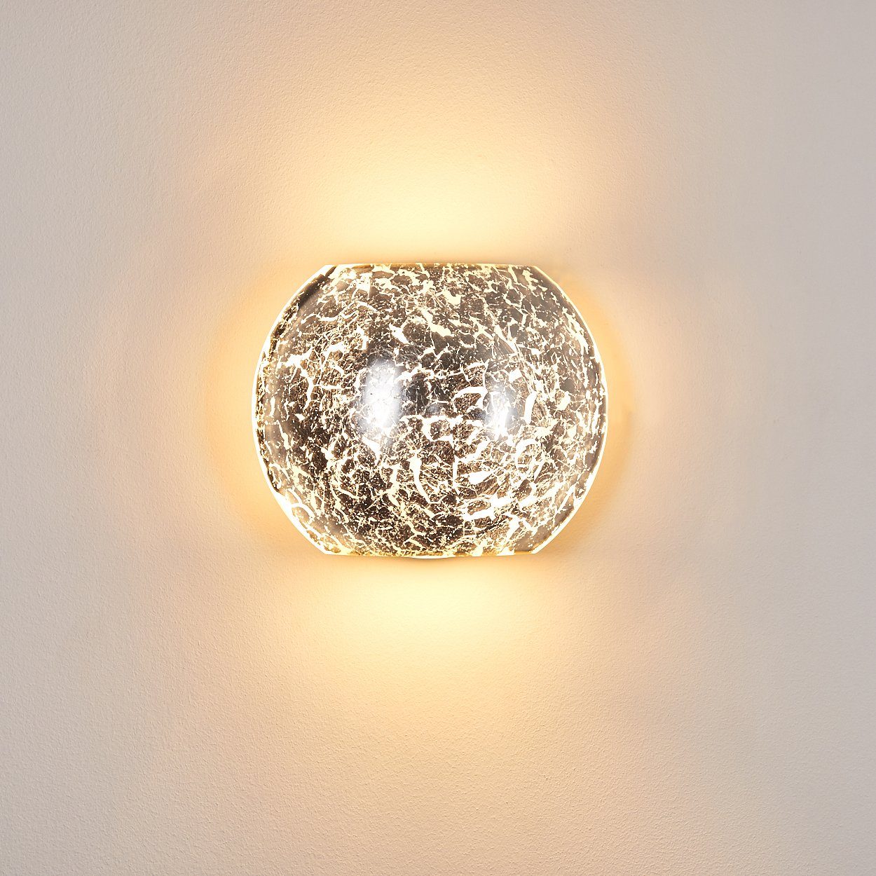 Leuchtmittel, Metall/Glas Lichteffekt Wandlampe 1xE27, Up Wandleuchte Silber, in & aus mit mit ohne runde »Sorano« Down-Effekt, hofstein Innen
