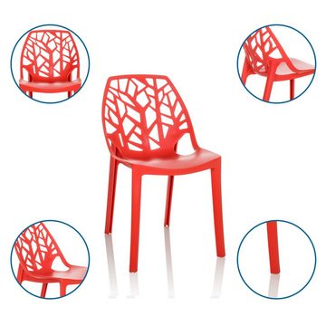hjh OFFICE Schalenstuhl Outdoor Stuhl ARTIFO TRI Kunststoff ohne Armlehnen (Einzeln), Vierfußstuhl, Gartenstuhl, Stuhl stapelbar