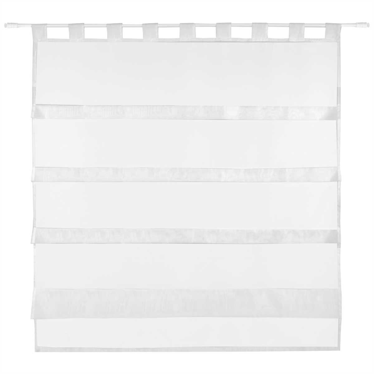 Vorhang, Bestlivings, mit St), Schlaufen, Größen "Raffoptik", vers. Bistrogardine (1 Weiß Schlaufen transparent, Transparente Küchengardine in Microfaser